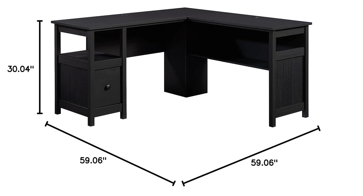 Cannery Bridge L Desk Sindoori Mango - Sauder: Mid-Century Modern Office Furniture with File Storage