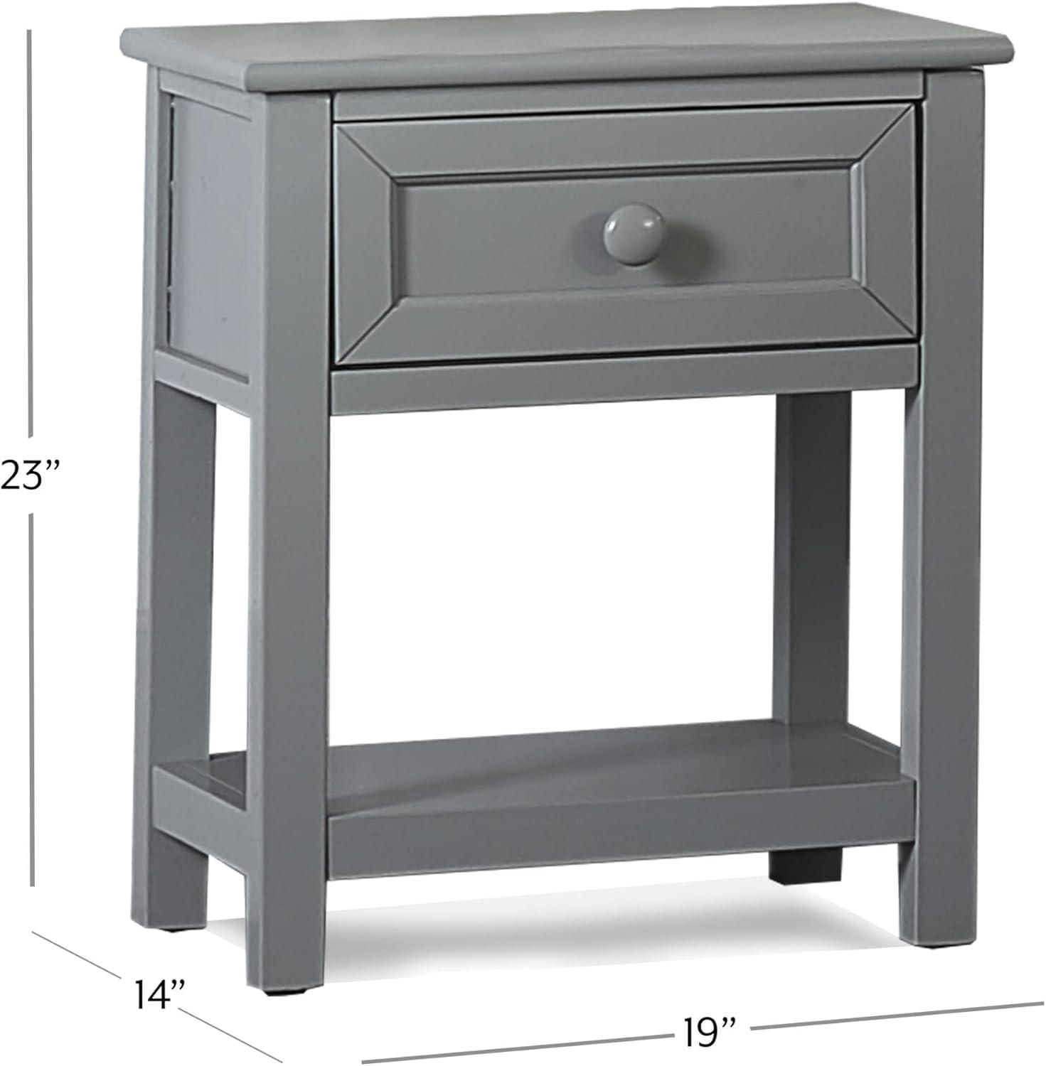 Schoolhouse Modern Grey Solid Wood 1-Drawer Nightstand