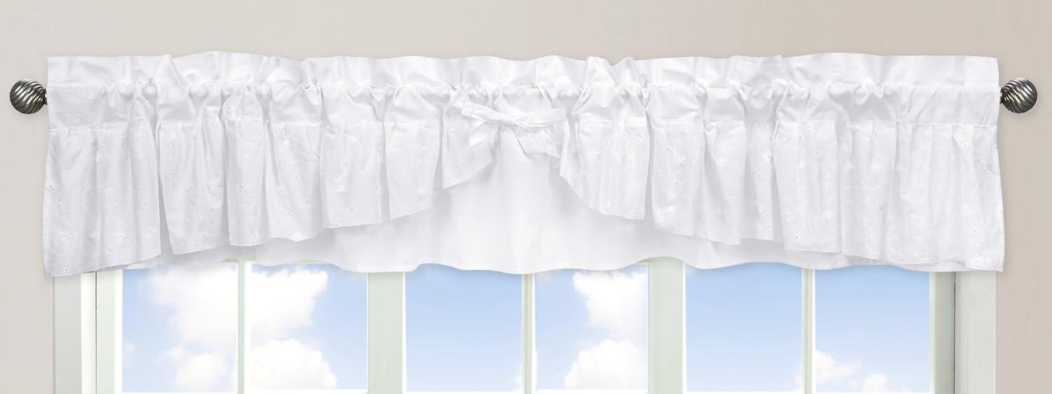 Sweet Jojo Designs Eyelet Floral Ruffled 84" Window Valance in White