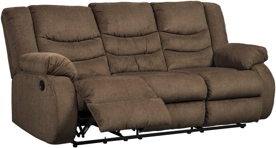 Chocolate Brown Fabric Manual Reclining Sofa with Pillow-top Arms