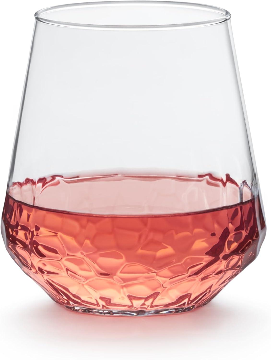Libbey Hammered Libbey Base All-Purpose Stemless Wine Glasses (Set of 8)