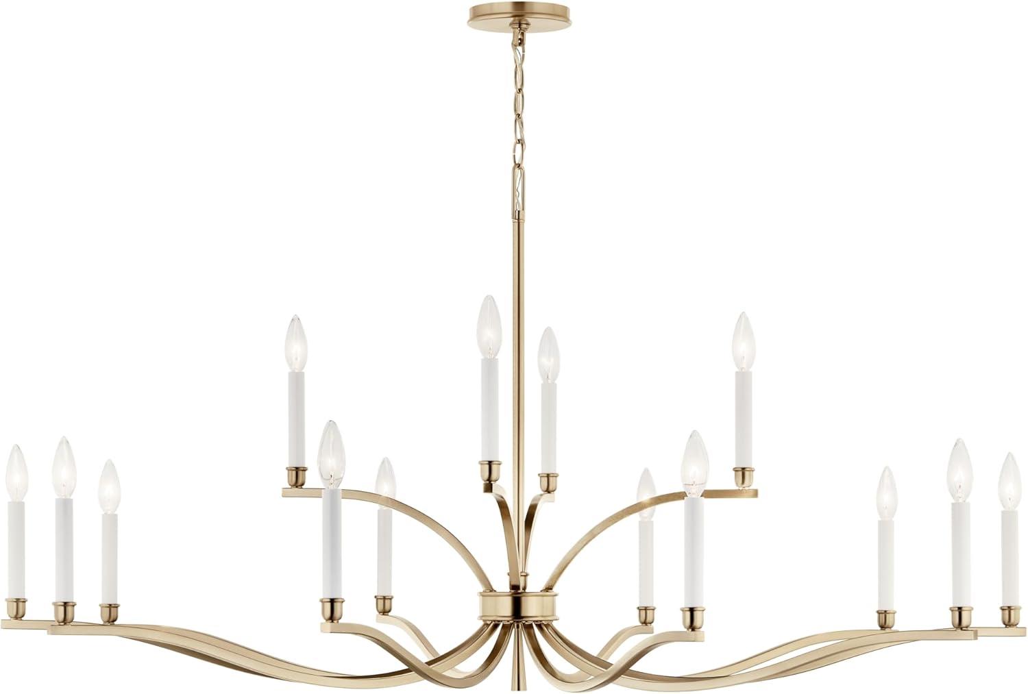 KICHLER Malene 14-Light 2-Tier Chandelier, Updated Traditional Light in Champagne Bronze, Sloped Ceiling Compatible, for Foyer, Dining Room or Living Room (27.25" x 52.75"), 52698CPZ