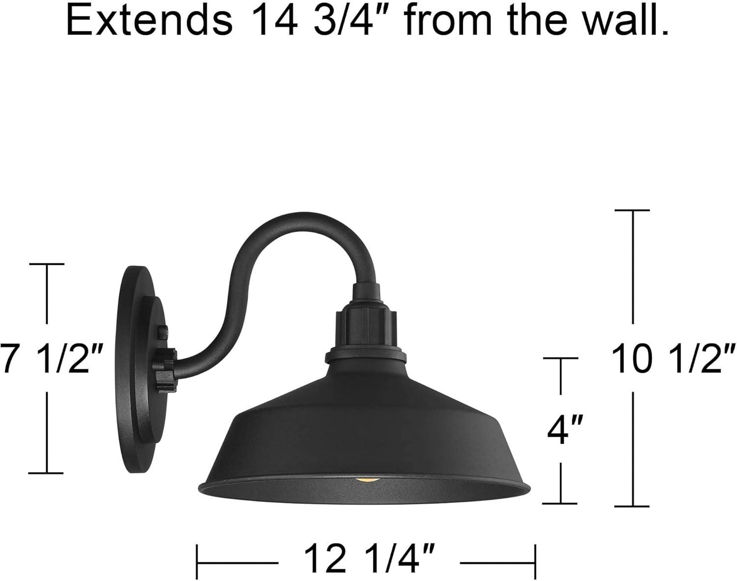 Franklin Iron Works Arnett Rustic Farmhouse Outdoor Barn Light Fixture Black Dusk to Dawn Gooseneck 10 1/2" for Post Exterior Barn Deck House Porch