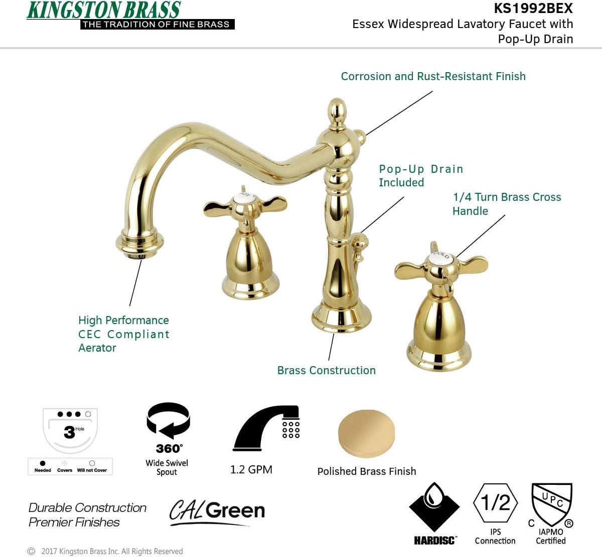 Essex Polished Brass 8-inch Widespread Bathroom Faucet