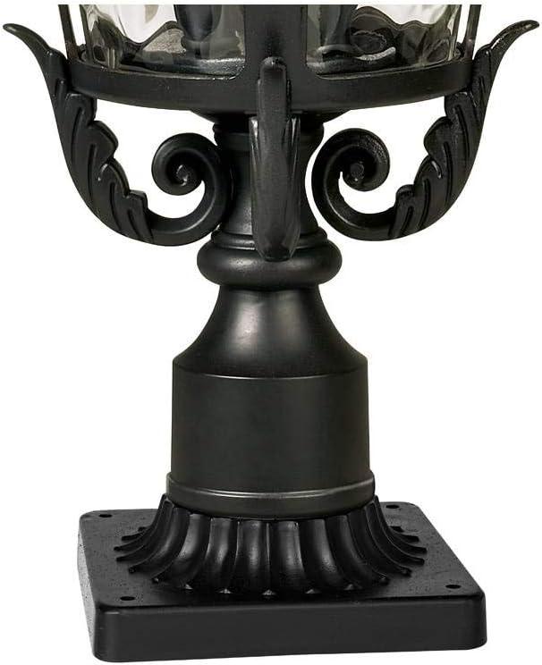 Casa Marseille Textured Black Outdoor Post Light with Clear Hammered Glass