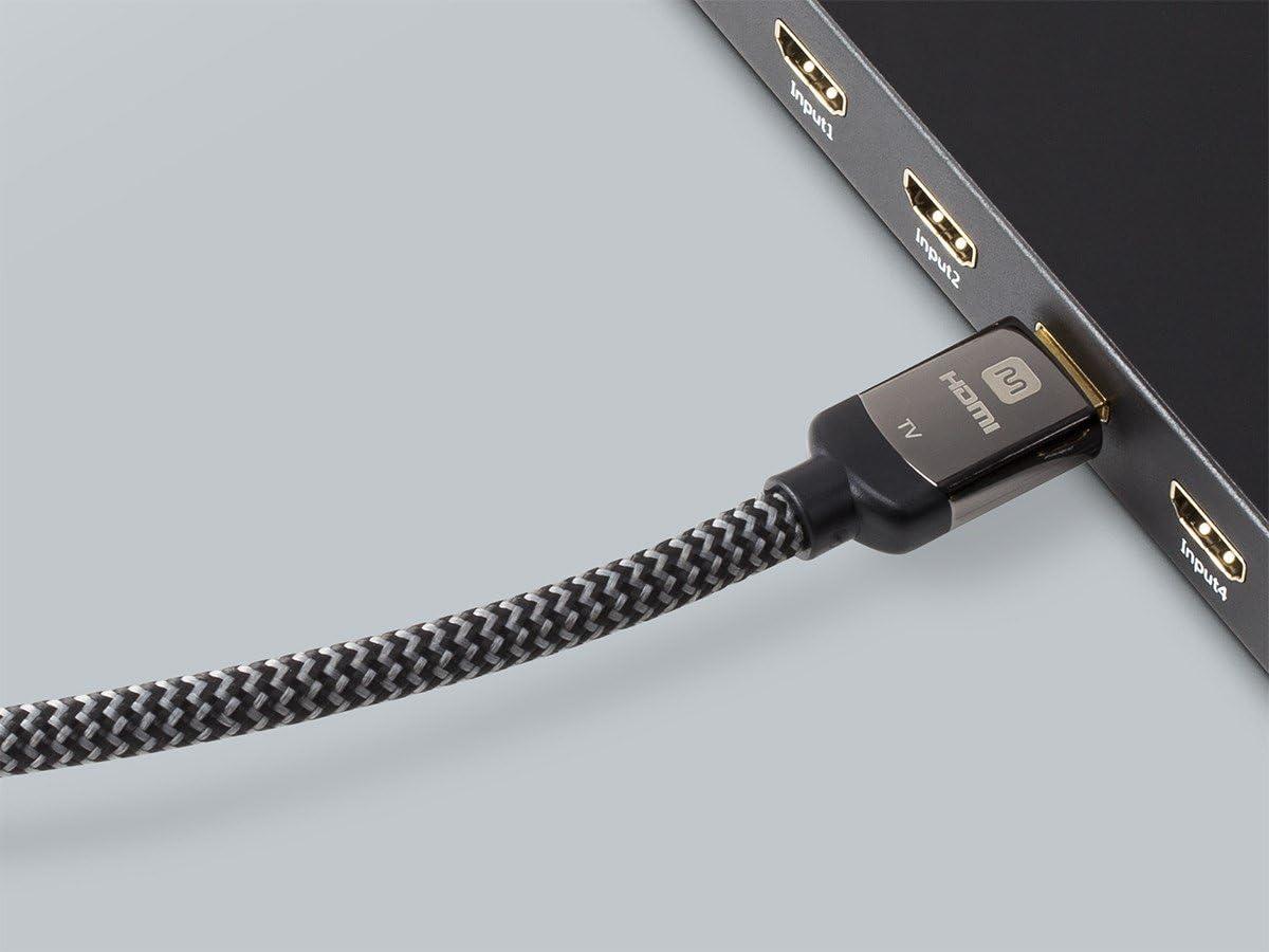 Monoprice HDMI Cable - 30 Feet - Gray | High Speed, Active Chipset, 4K@60Hz, 18Gbps, HDR, 28AWG, YUV, 4:4:4, CL3 - Luxe Series