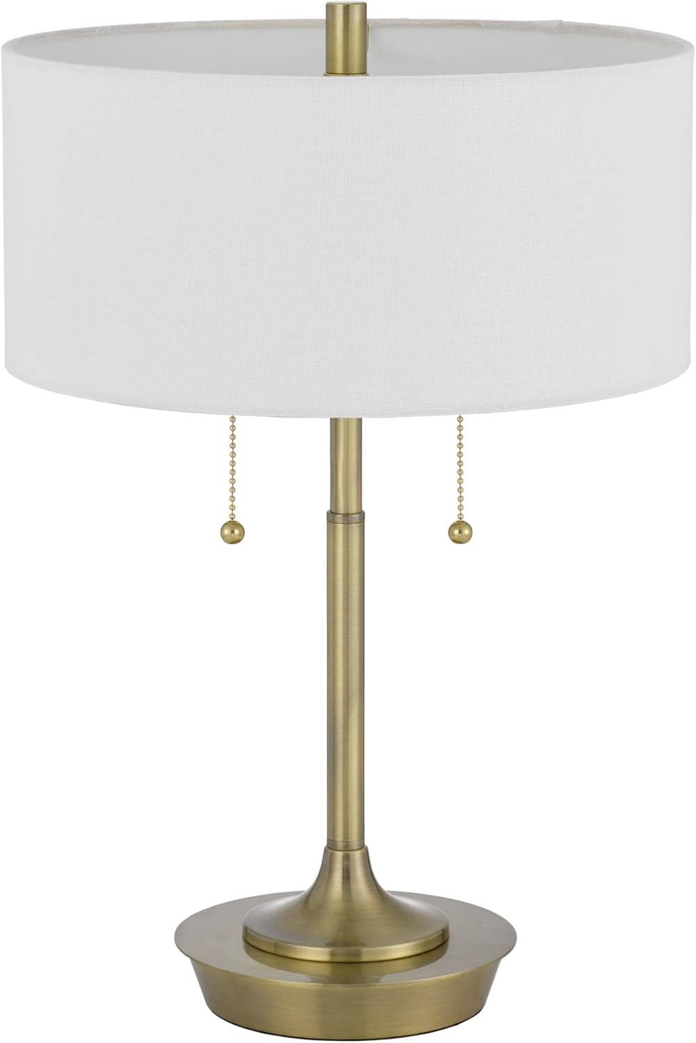 20 Inch Metal Table Lamp with Pull Chain Switch, Brass- Saltoro Sherpi