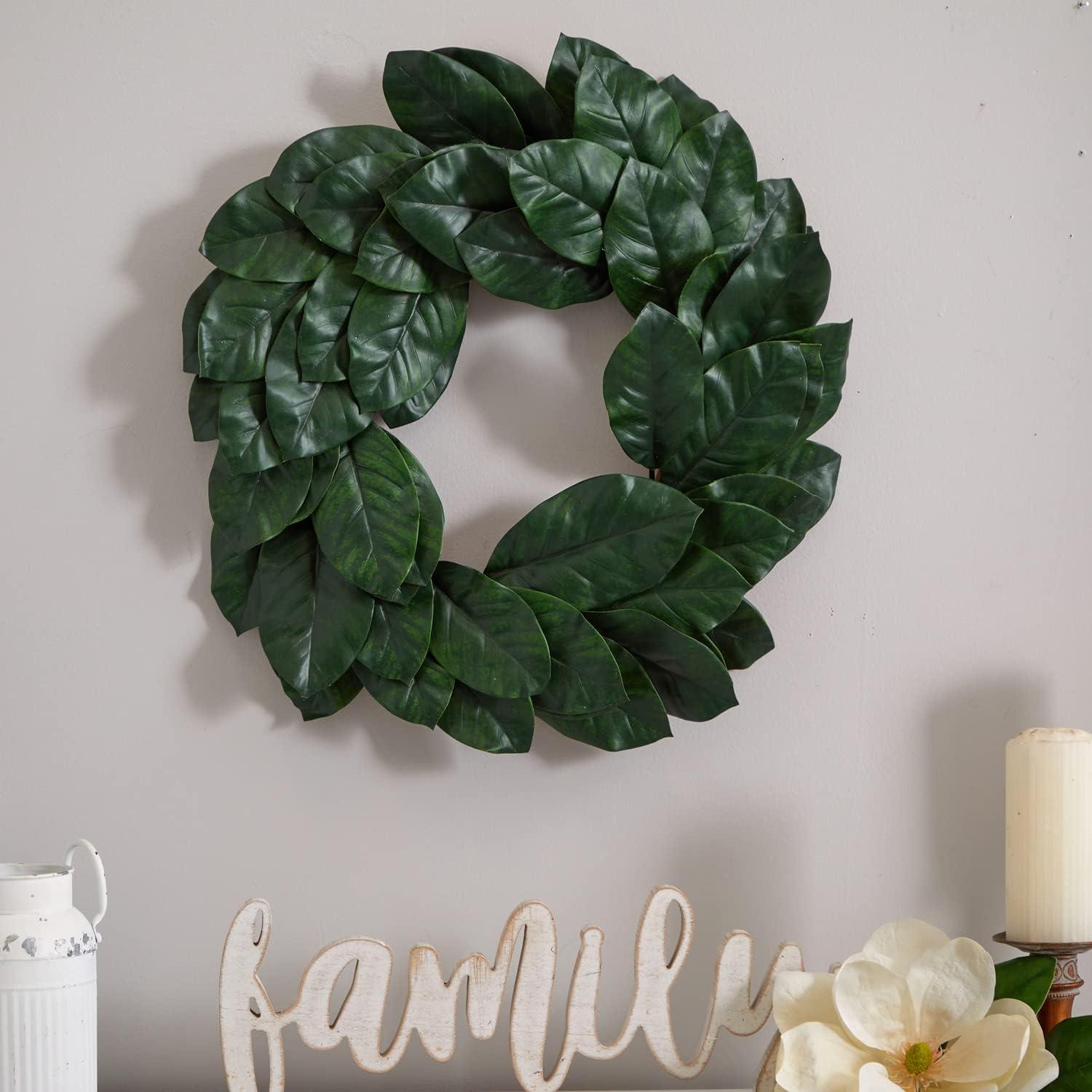 Artificial Magnolia Leaf Wreath for Outdoor Decor, 24 Inches