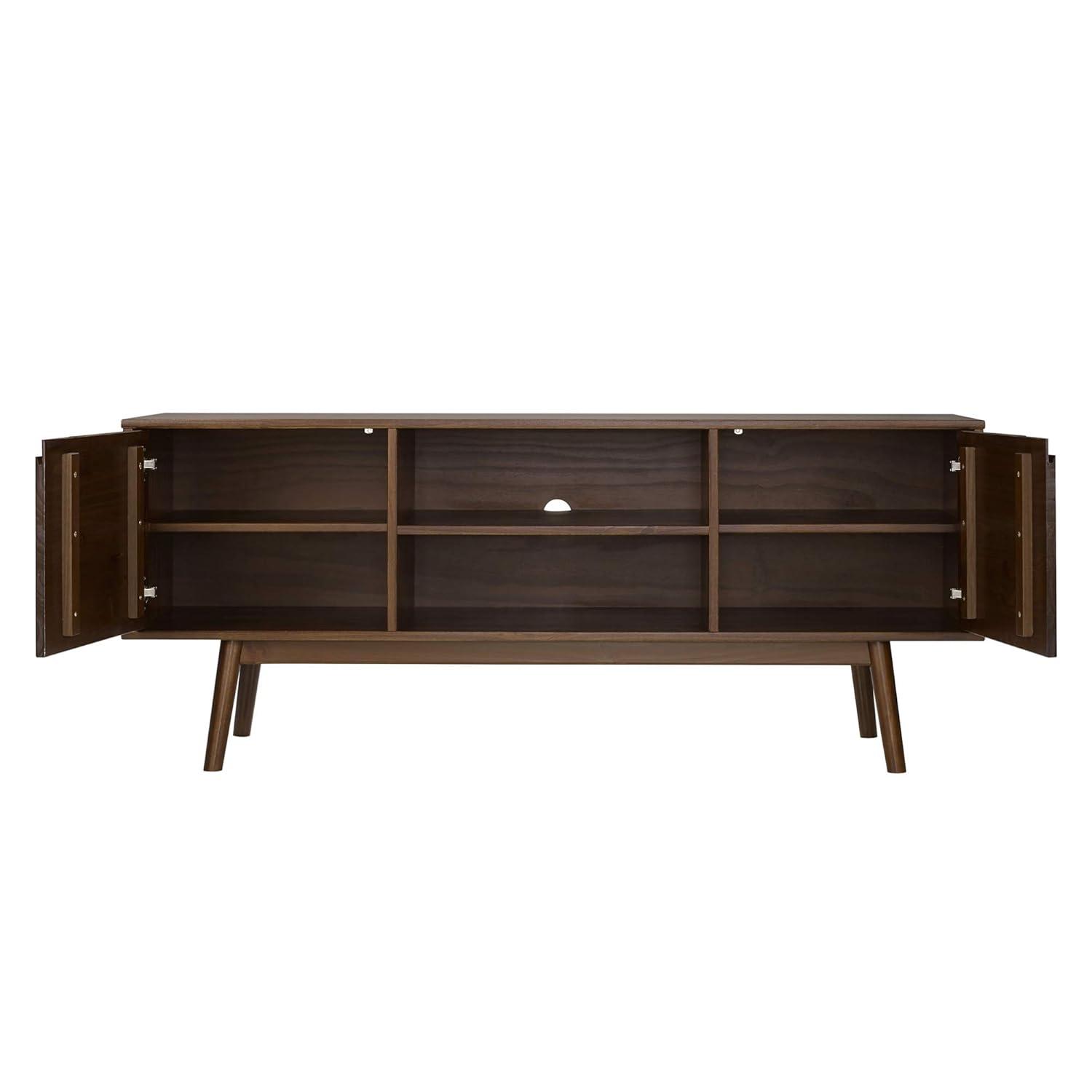 Walnut Solid Wood 58" Modern TV Stand with Cabinet