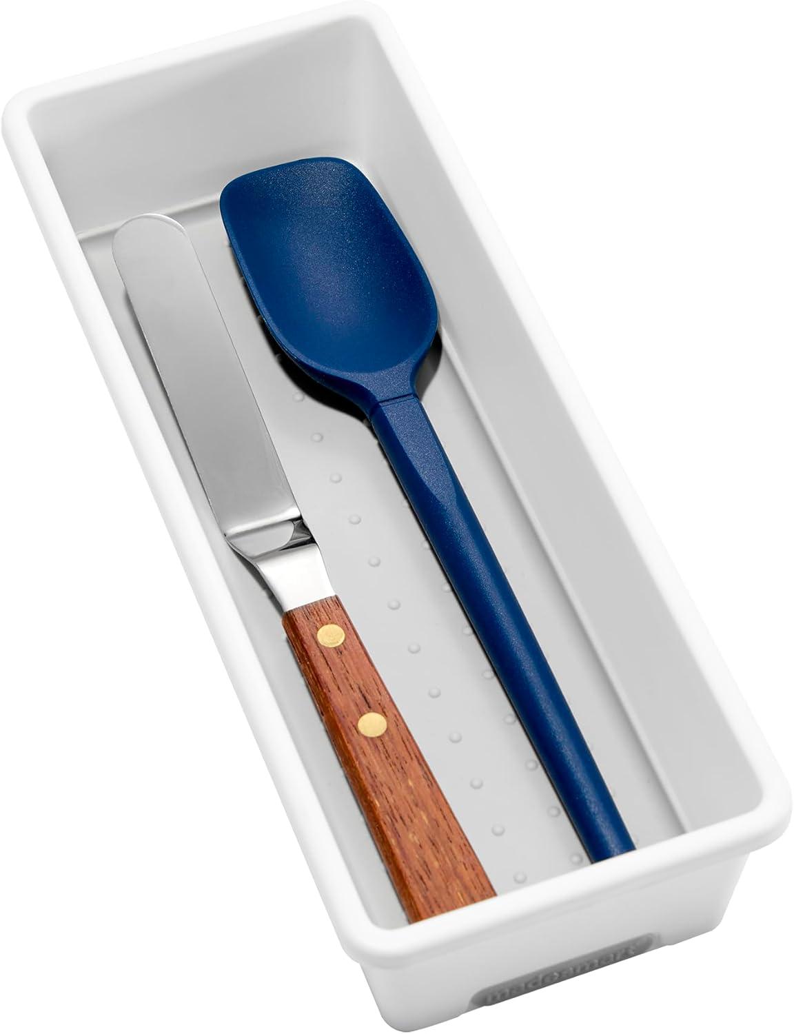 madesmart Classic 9.8 x 3.8 Bin - White | CLASSIC COLLECTION | Multi-Purpose Storage Organizer | Soft-grip Lining and Non-slip Rubber Feet | Easy to Clean | Durable | BPA-Free