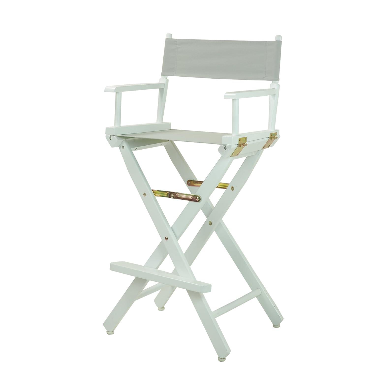 "30" Director's Chair White Frame-Gray Canvas"