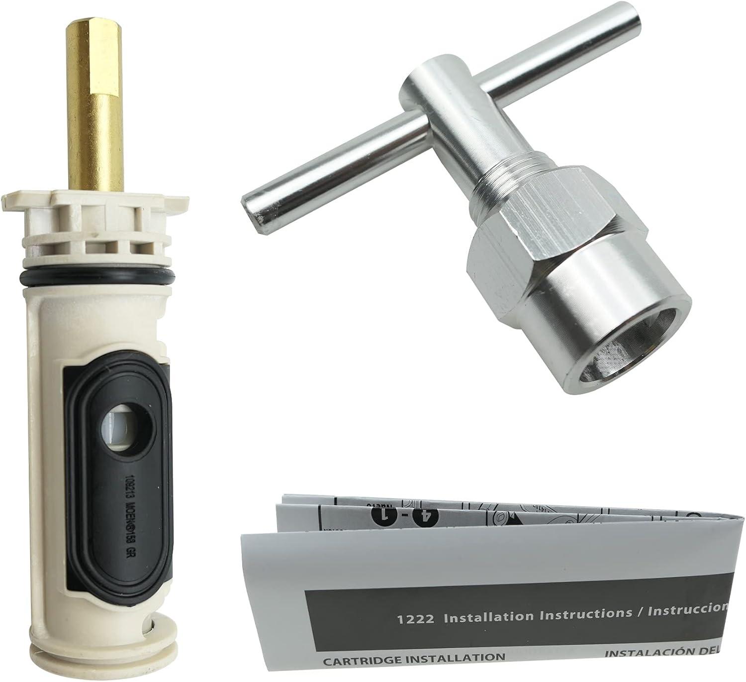 1222 Replacement Cartridge with Moen 104421 Cartridge Puller Removal Tool Retainer Clip Compatible with Moen One-Hanlde Posi Temp 1222B Shower Bathtub Faucet (1222 cartridge +104421 cartridge puller)