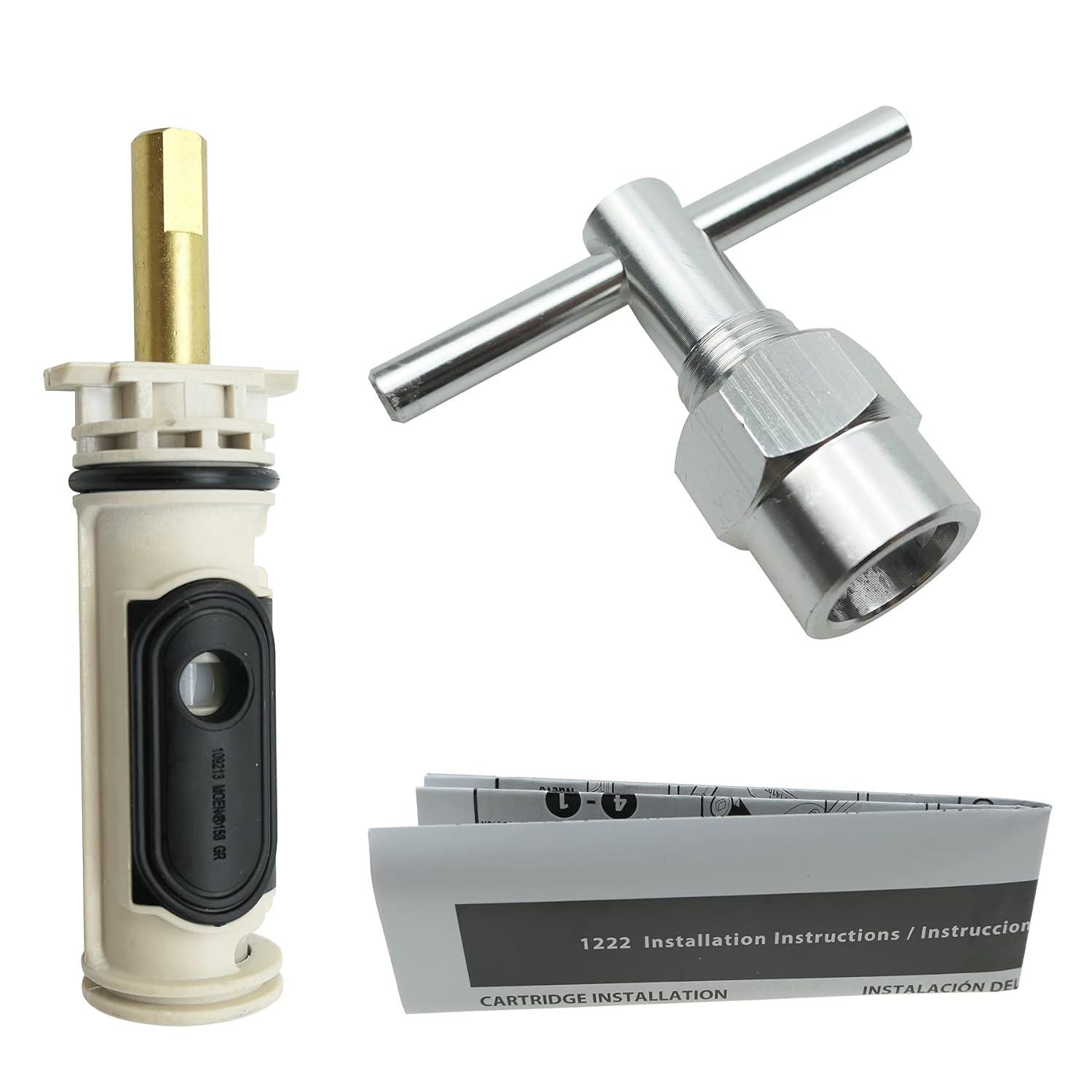 1222 Replacement Cartridge with Moen 104421 Cartridge Puller Removal Tool Retainer Clip Compatible with Moen One-Hanlde Posi Temp 1222B Shower Bathtub Faucet (1222 cartridge +104421 cartridge puller)