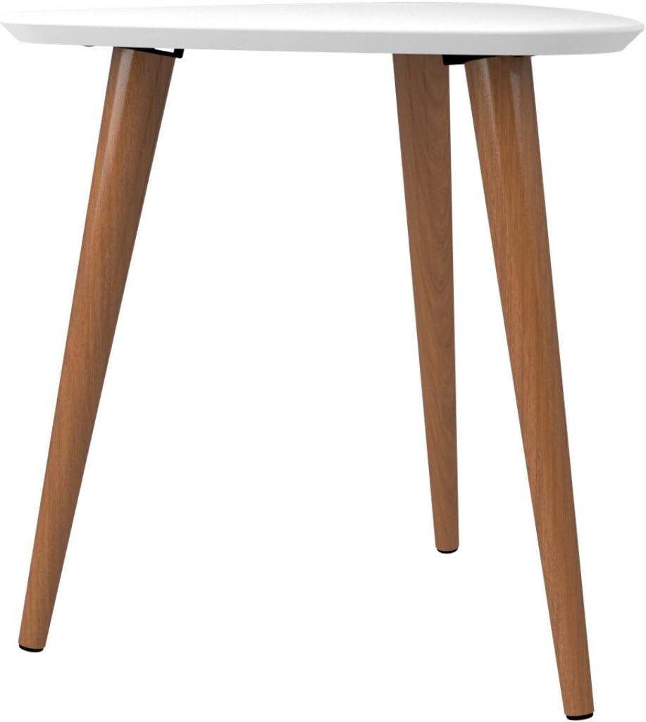 19.68" Utopia High Triangle End Table with Splayed Wooden Legs Gloss White - Manhattan Comfort: Mid-Century Modern, MDF Construction