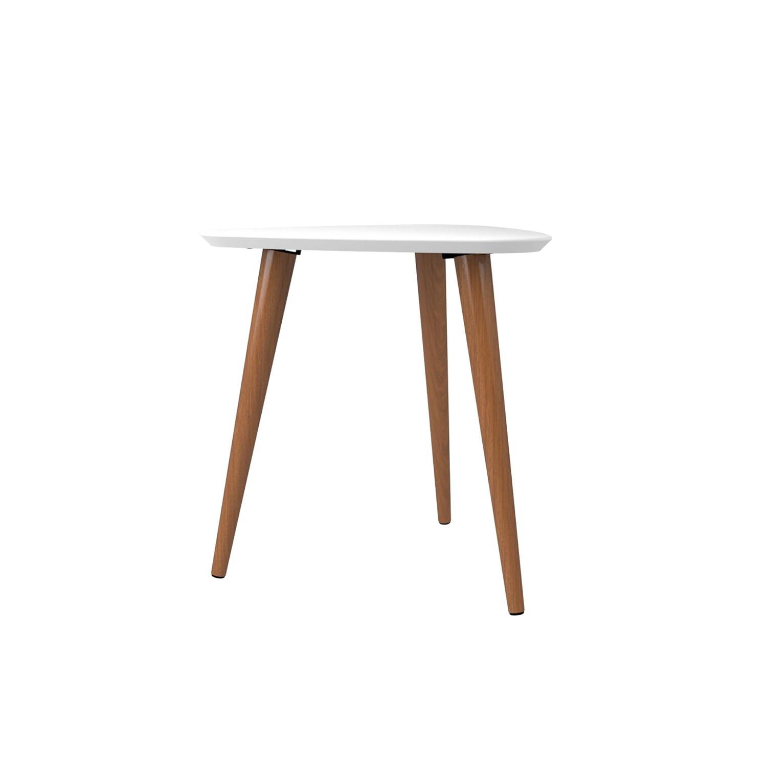 19.68" Utopia High Triangle End Table with Splayed Wooden Legs Gloss White - Manhattan Comfort: Mid-Century Modern, MDF Construction