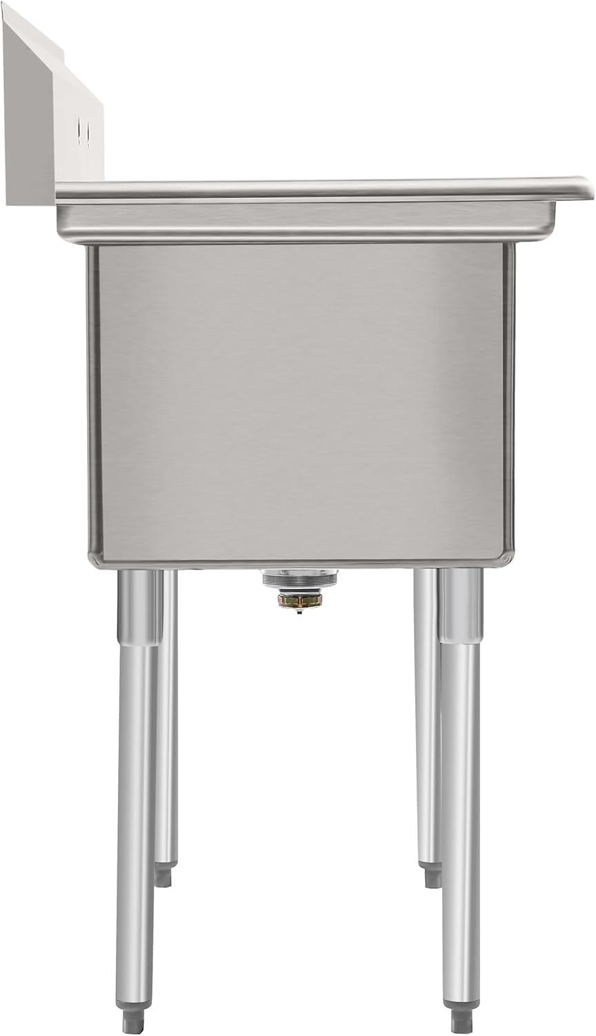 72 in. 16-Gauge Commercial Sink with Backsplash and Dual 18 in. Drainboards, Bowl Dimensions 18"x18"x14" in Stainless-Steel (KM-SB181814-18B316)