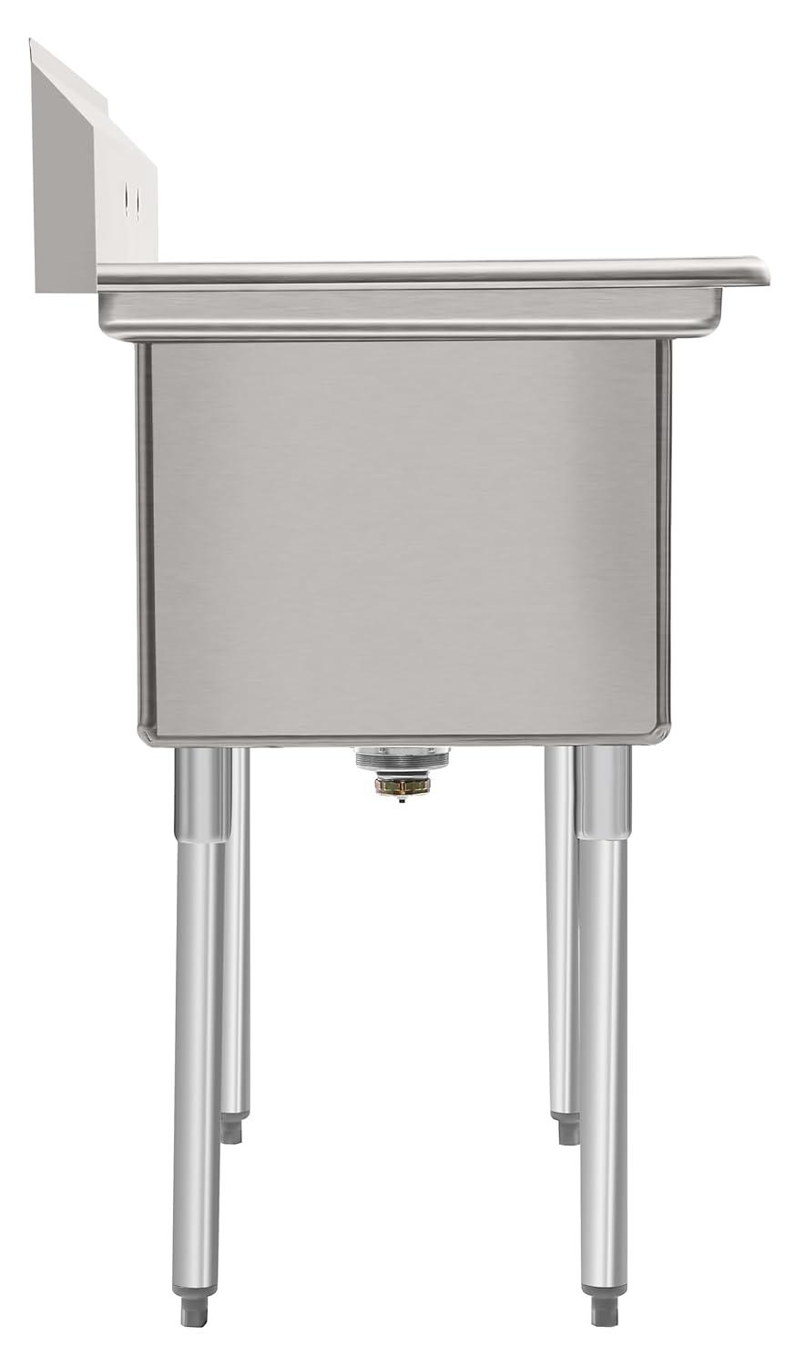 72 in. 16-Gauge Commercial Sink with Backsplash and Dual 18 in. Drainboards, Bowl Dimensions 18"x18"x14" in Stainless-Steel (KM-SB181814-18B316)