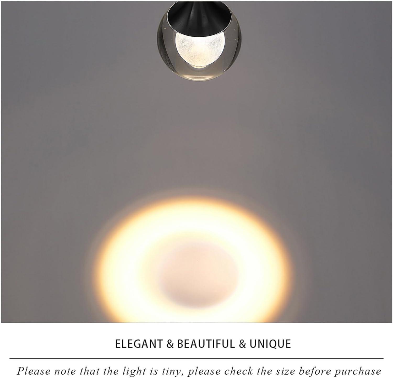 JoollySun Crystal LED Pendant Light: Black Modern Mini Light Fixtures Ceiling Hanging for Kitchen Island Bathroom