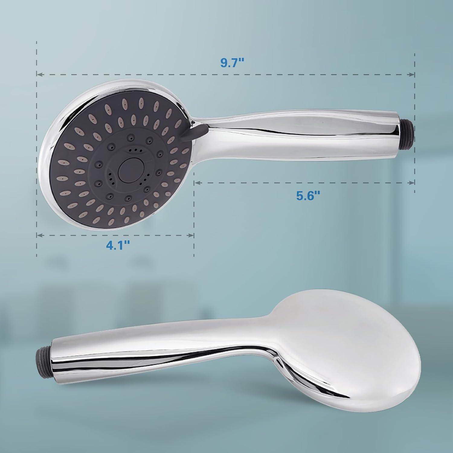 Chrome Handheld Shower Head with Filter and 5 Spray Modes