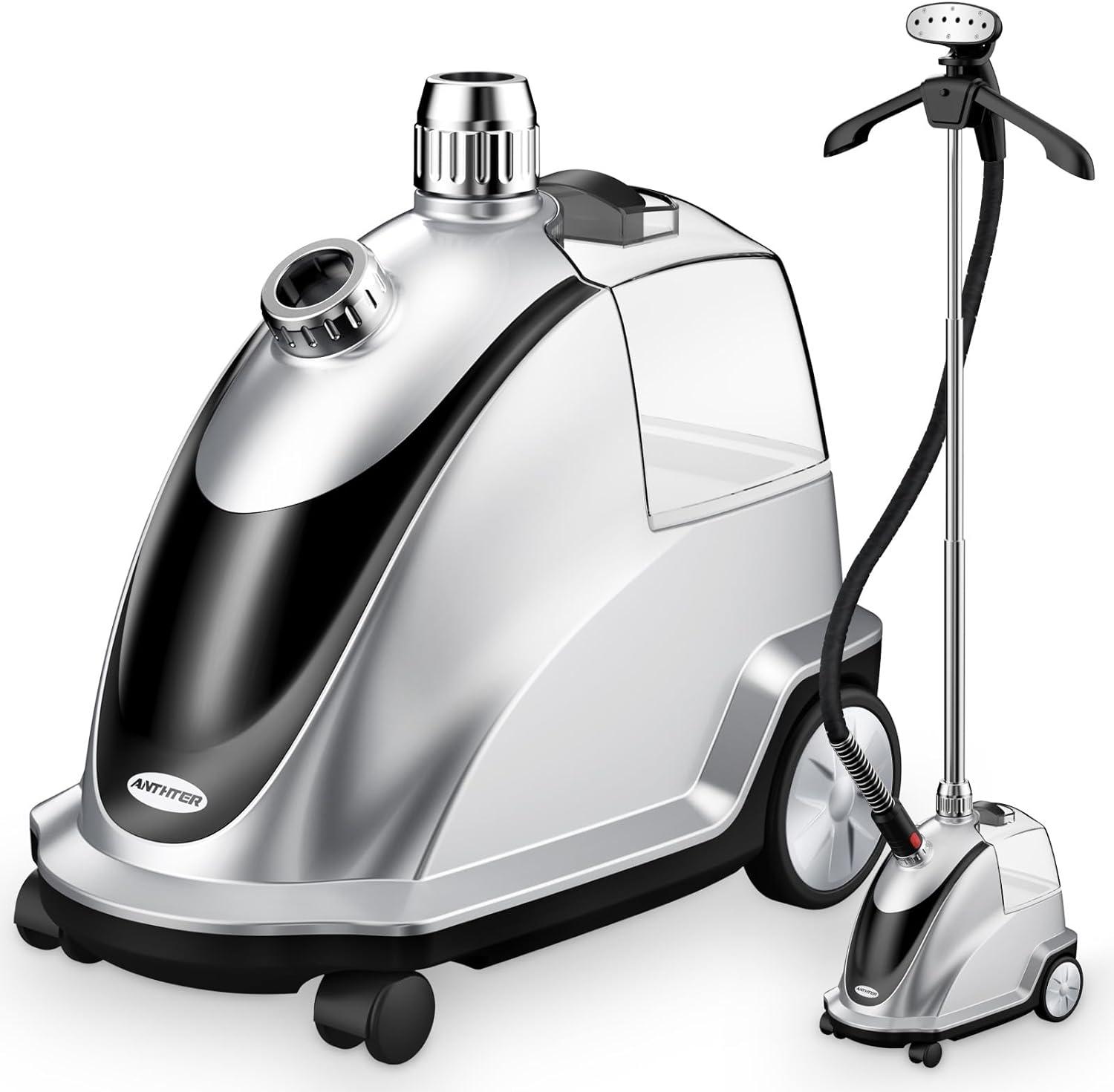 Anthter Silver 1500W Standing Garment Steamer with Wheels