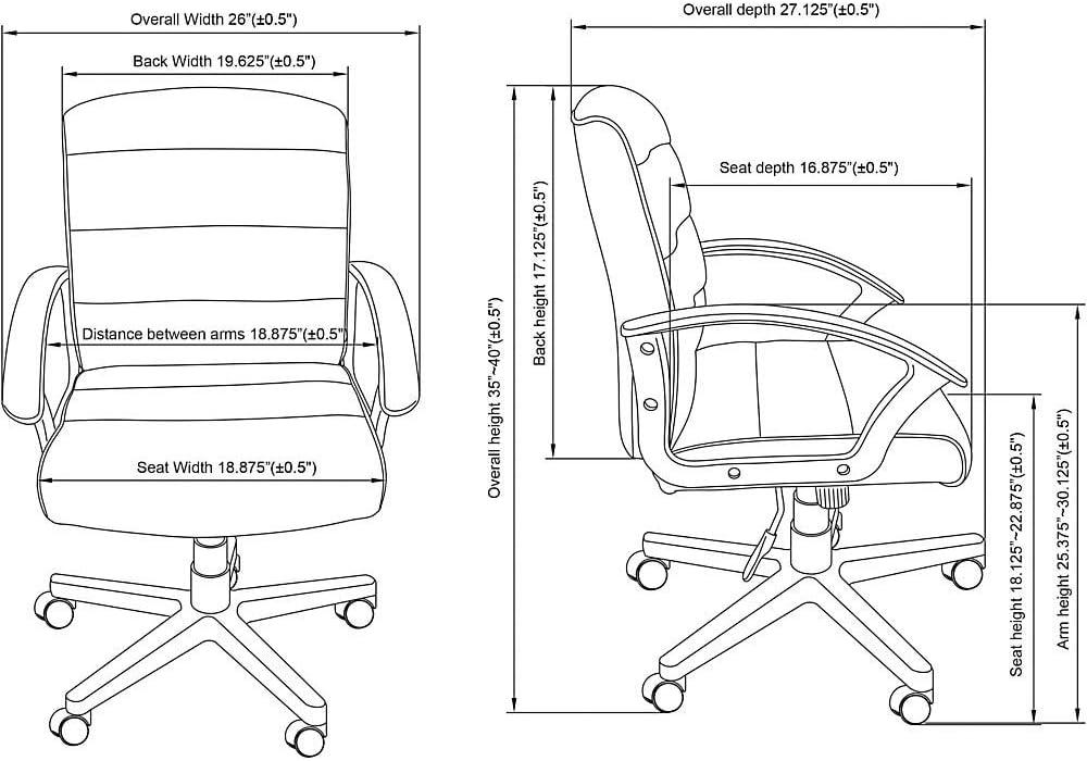 ErgoFlex 25.6" Black Fabric Swivel Task Chair with Slope Arms