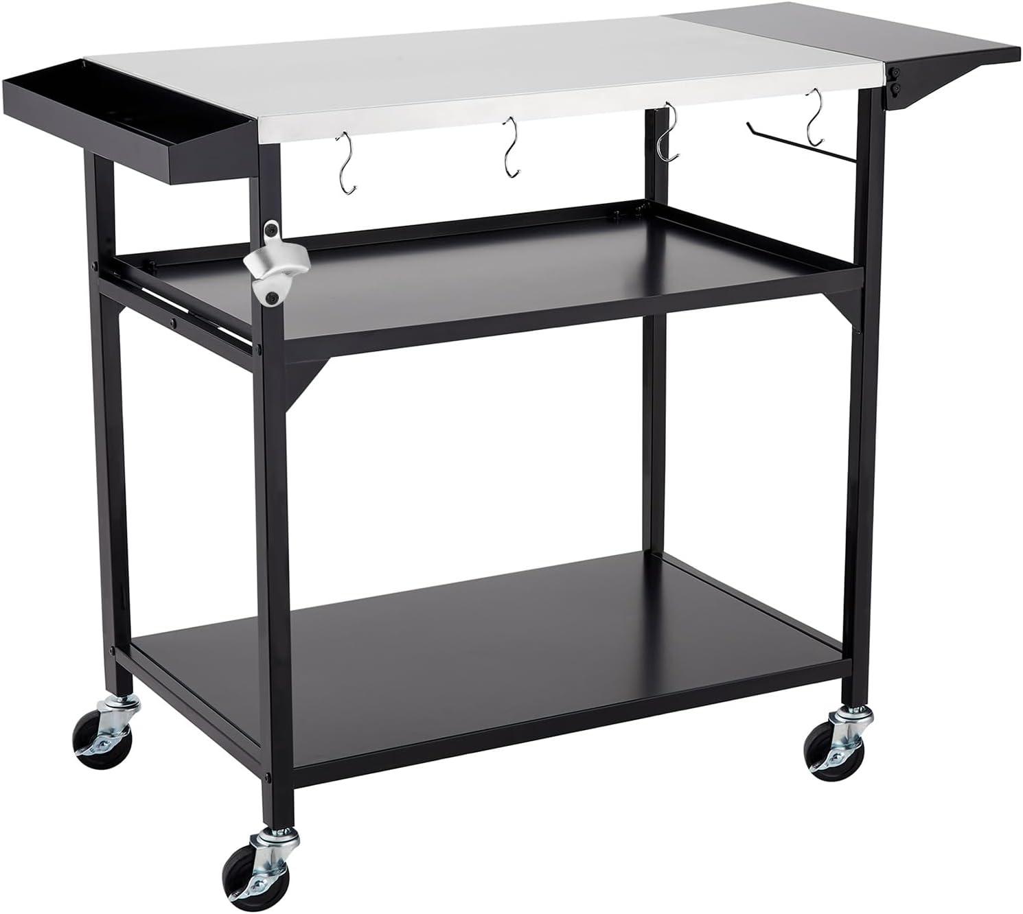 17 Stories Outdoor Grill Cart Table, With 4 Wheels,For Home Party, Bar, Camping