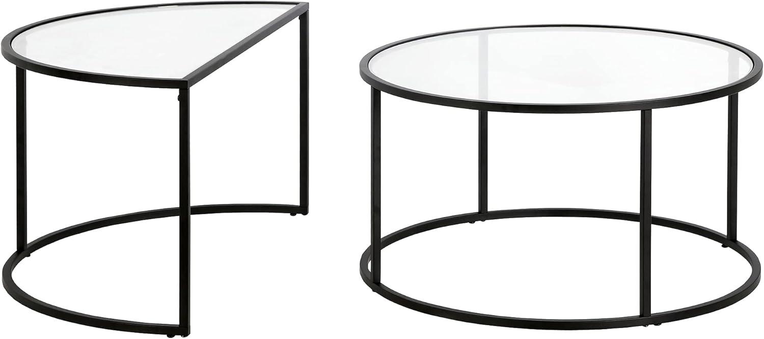 Evelyn&Zoe Luna Round & Demilune Nested Coffee Table, Blackened Bronze