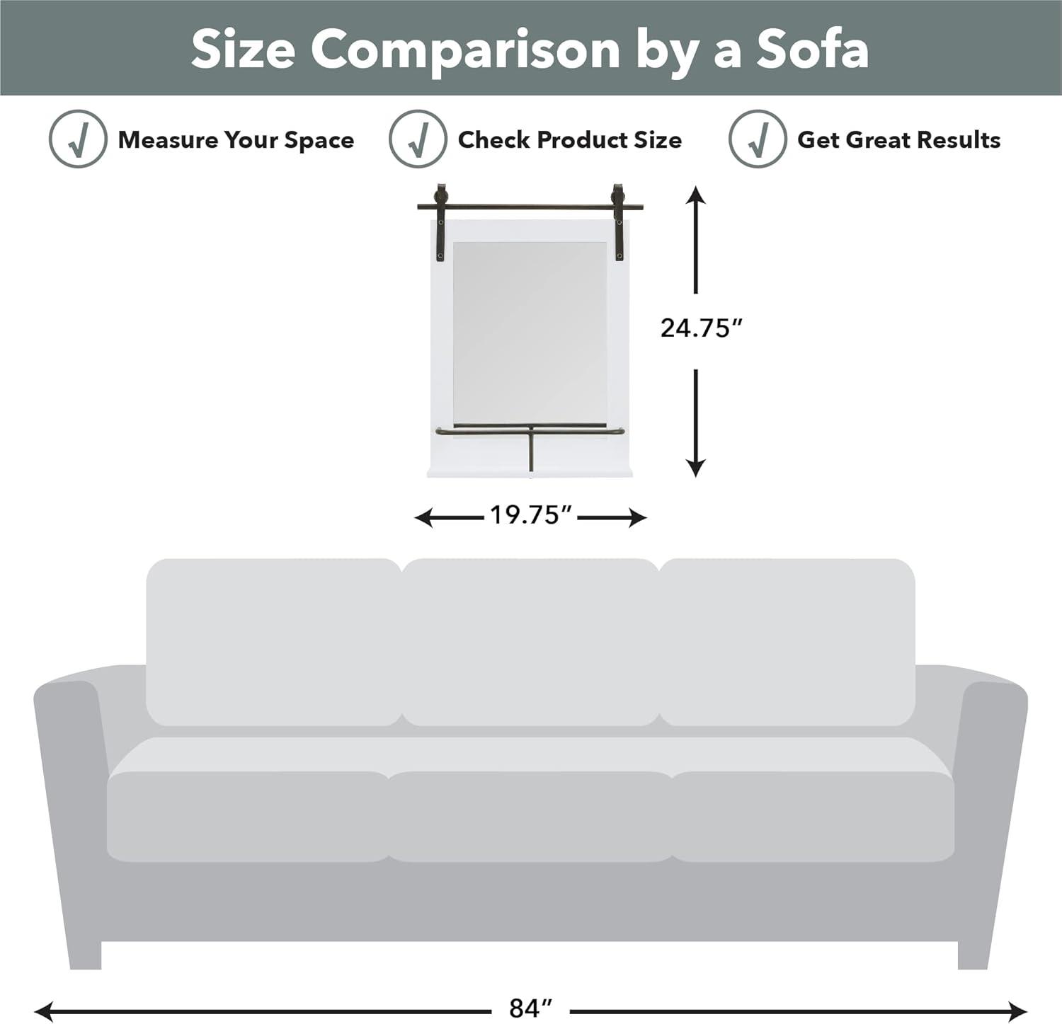 FirsTime & Co. White Ingram Barn Door Wall Mirror With Shelf, Farmhouse, Rectangular, 19.75 x 4.5 x 24.75 in