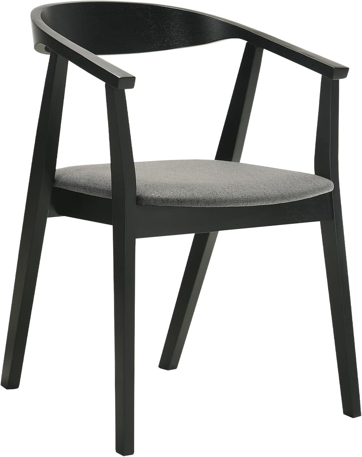 Cirque Santana Black Wood Dining Set with Charcoal Fabric Chairs