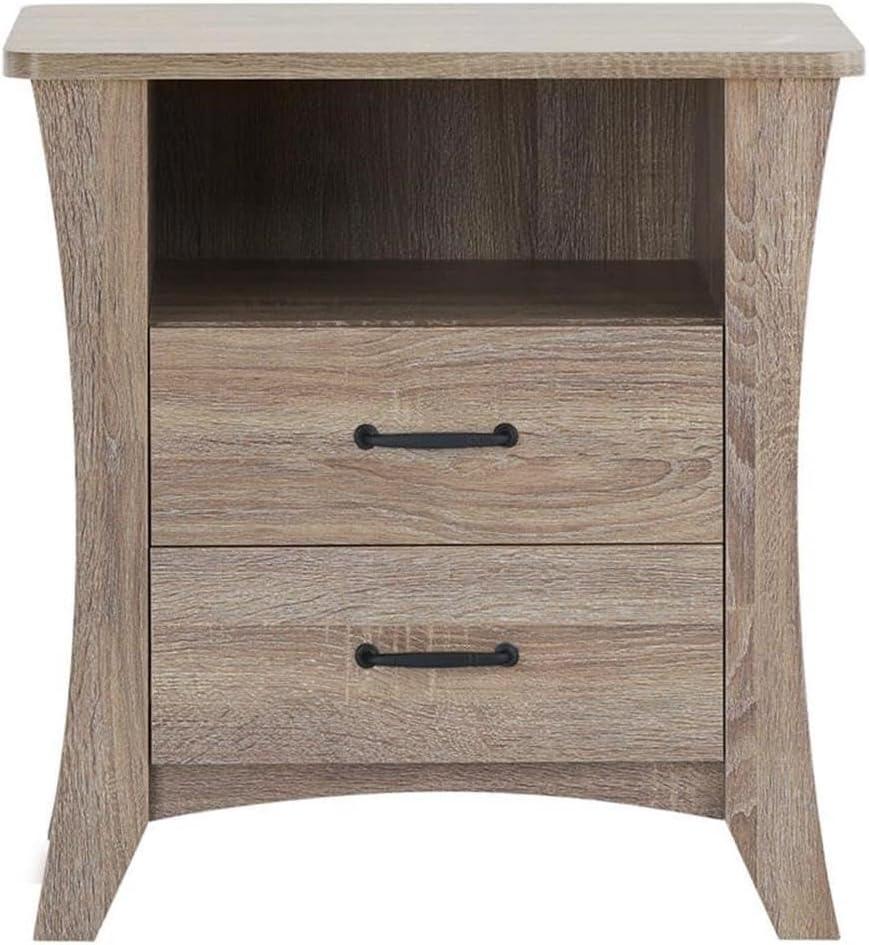 24" Colt Accent Table Rustic Natural - Acme Furniture: Engineered Wood Nightstand with Open Storage, 2 Drawers