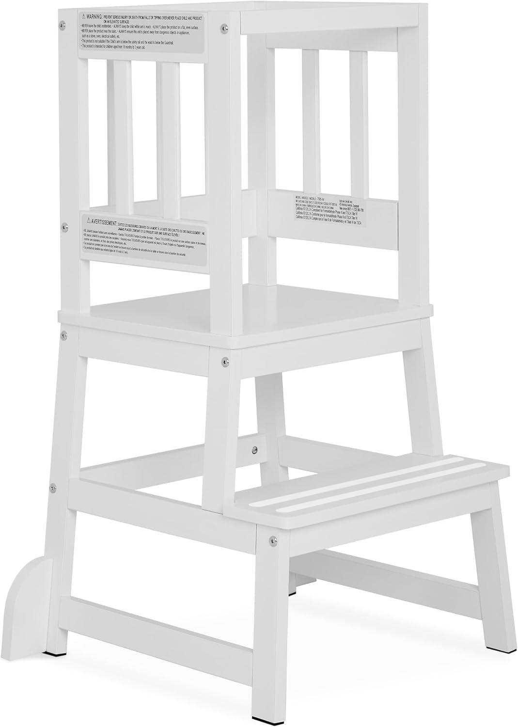Dream On Me 2-in-1 Funtastic Tower and Step Stool, Easy to Assemble, White