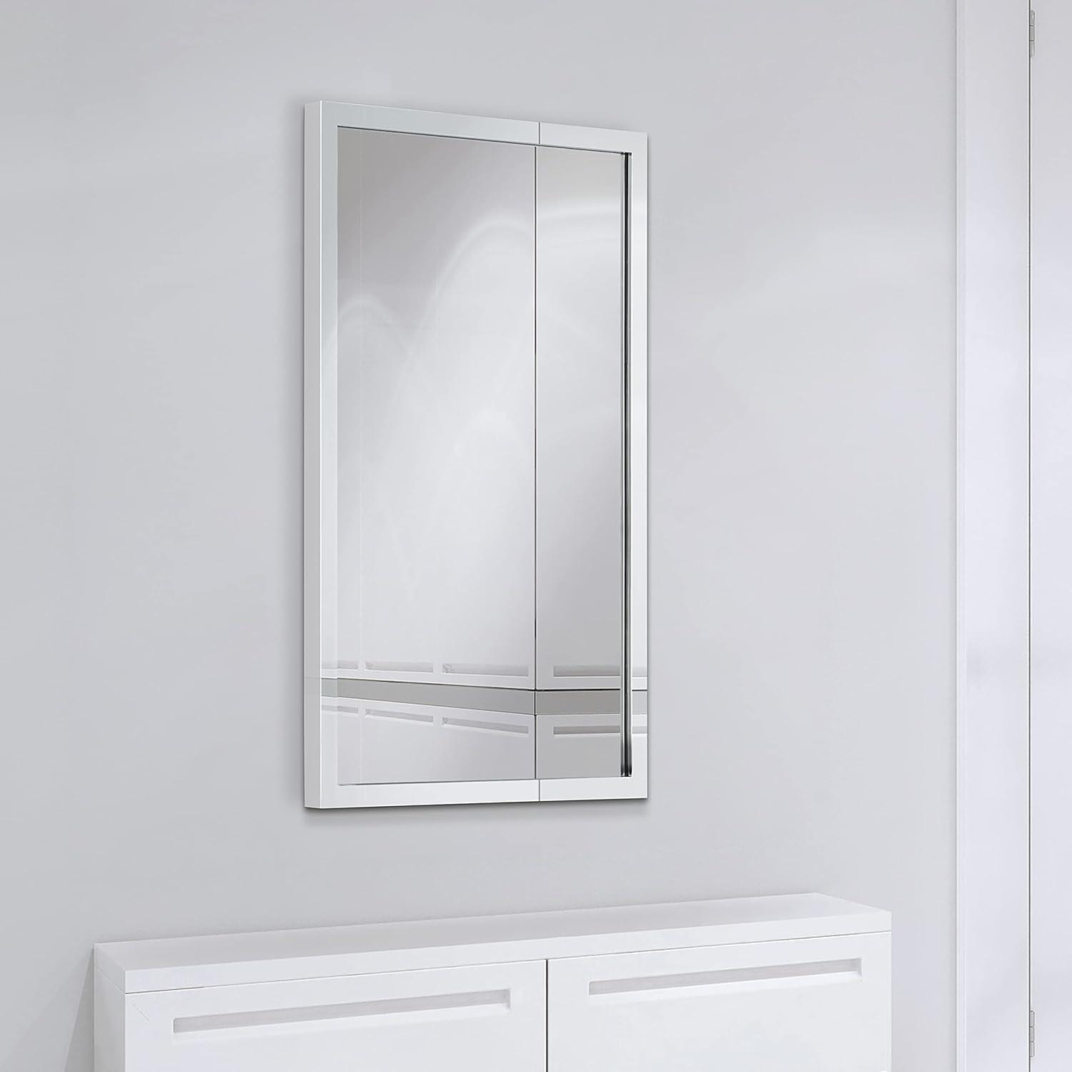 Empire Art Direct Contempo Polished SIlver Stainless Steel Frame Rectangle Wall Mirror, 20" x 30" x 1", Ready to Hang