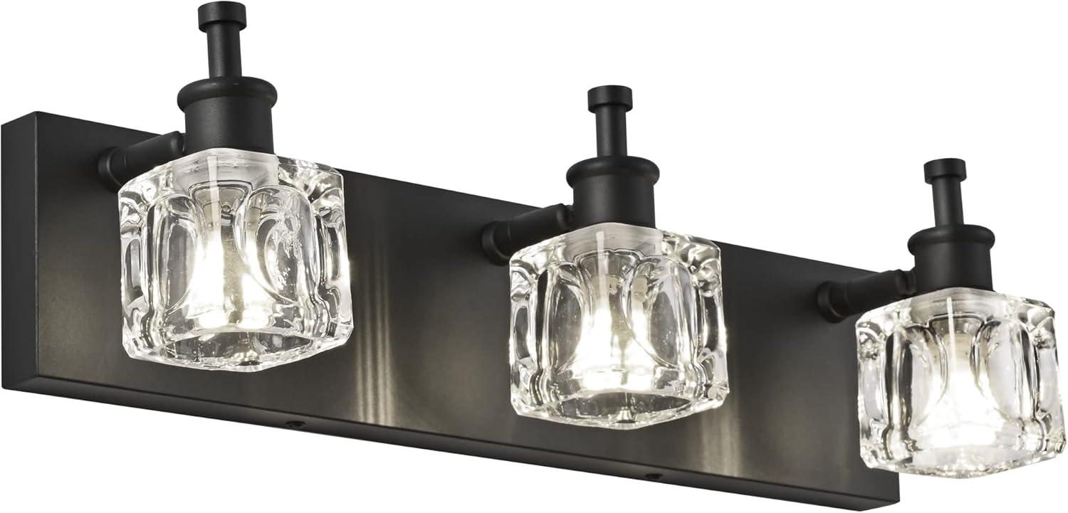 PRESDE Black Crystal Bathroom Lights Fixtures Over Mirror Modern 3 Light Vanity Lighting Bathroom Wall Light Fixtures(Exclude Bulb)