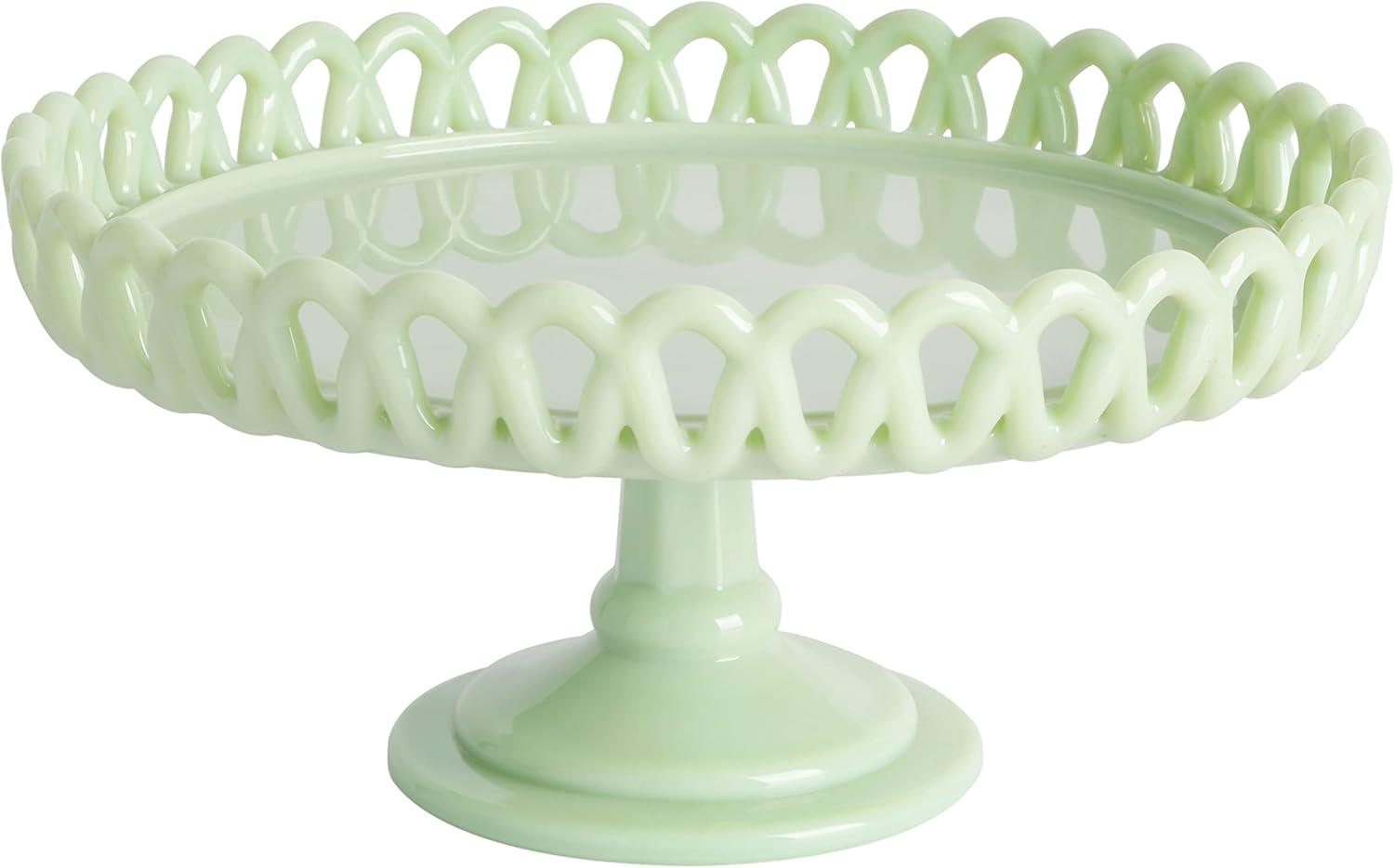 Martha Stewart Highbrook 8.5" Handmade Jadeite Glass Cake Stand