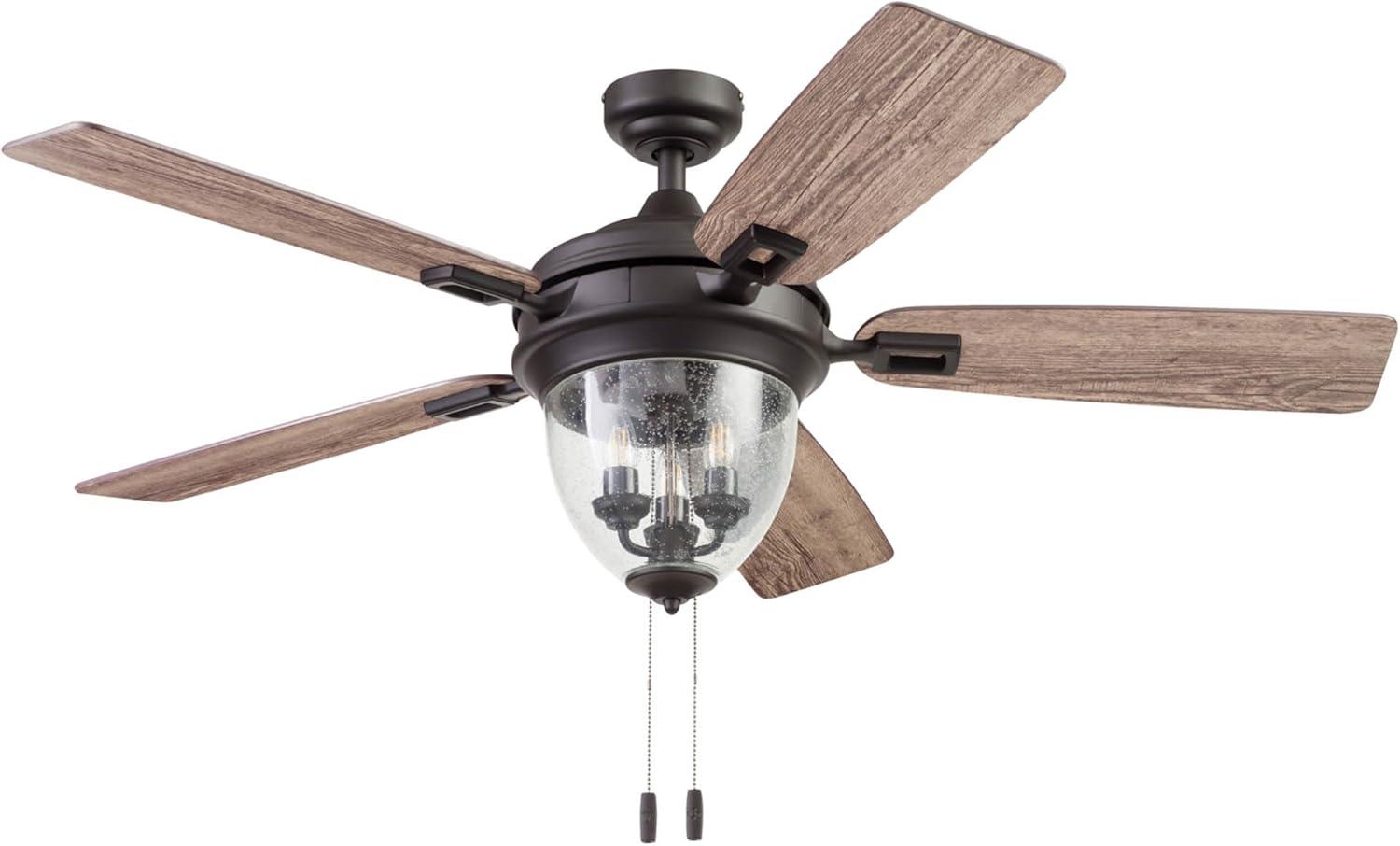 Glencrest 52" 5 Blade Damp Rated Ceiling Fan LED Light Kit Included