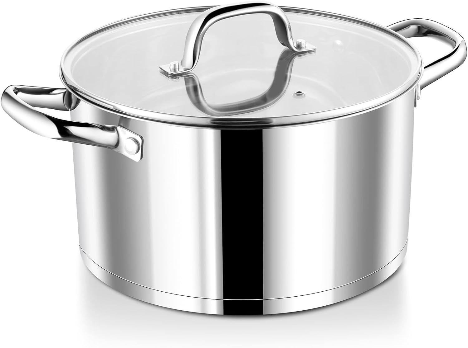 8-Quart Stainless Steel Tri-Ply Stockpot with Glass Lid