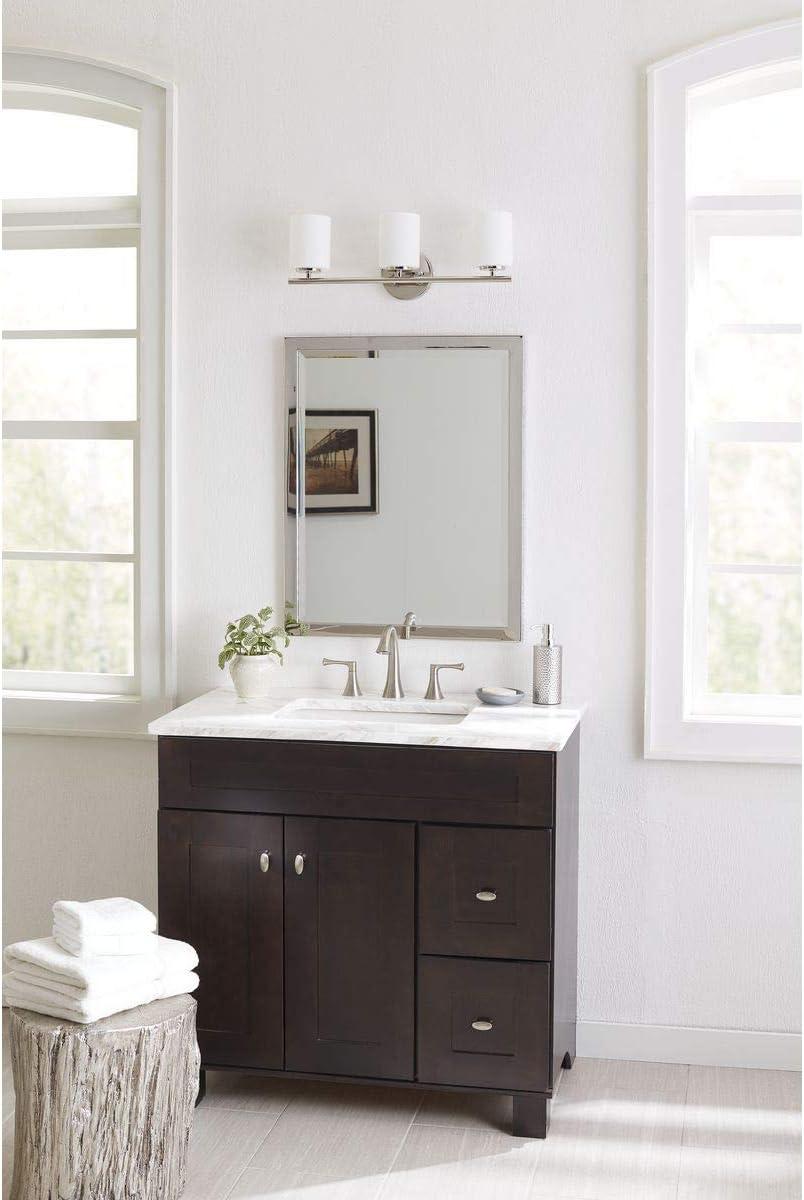 Progress Lighting Replay Collection 3-Light Bath Vanity, Polished Nickel, Shade Included