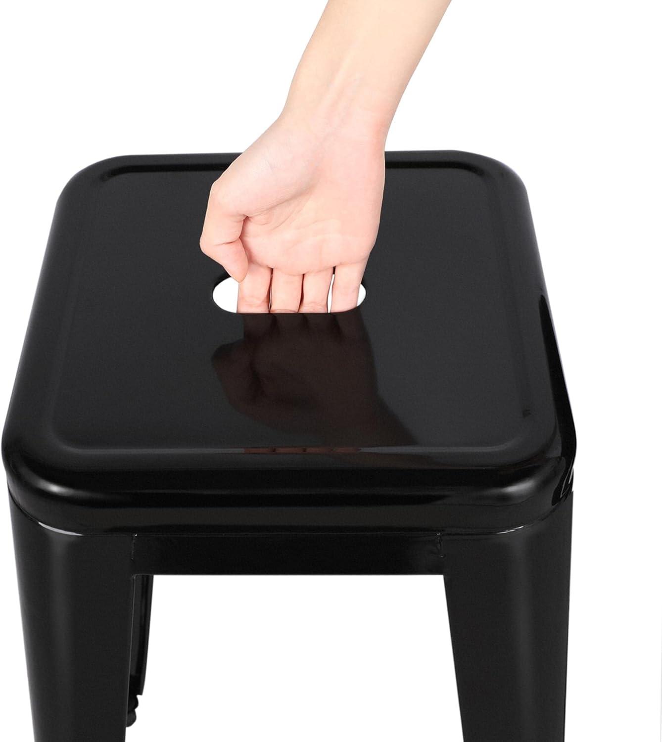Dkelincs Upgrade Stackable Metal Bar Stools - Set of 4 Counter Height Barstools for Indoor/Outdoor Use - Backless Bar Chairs with Footrest (Black, 30")