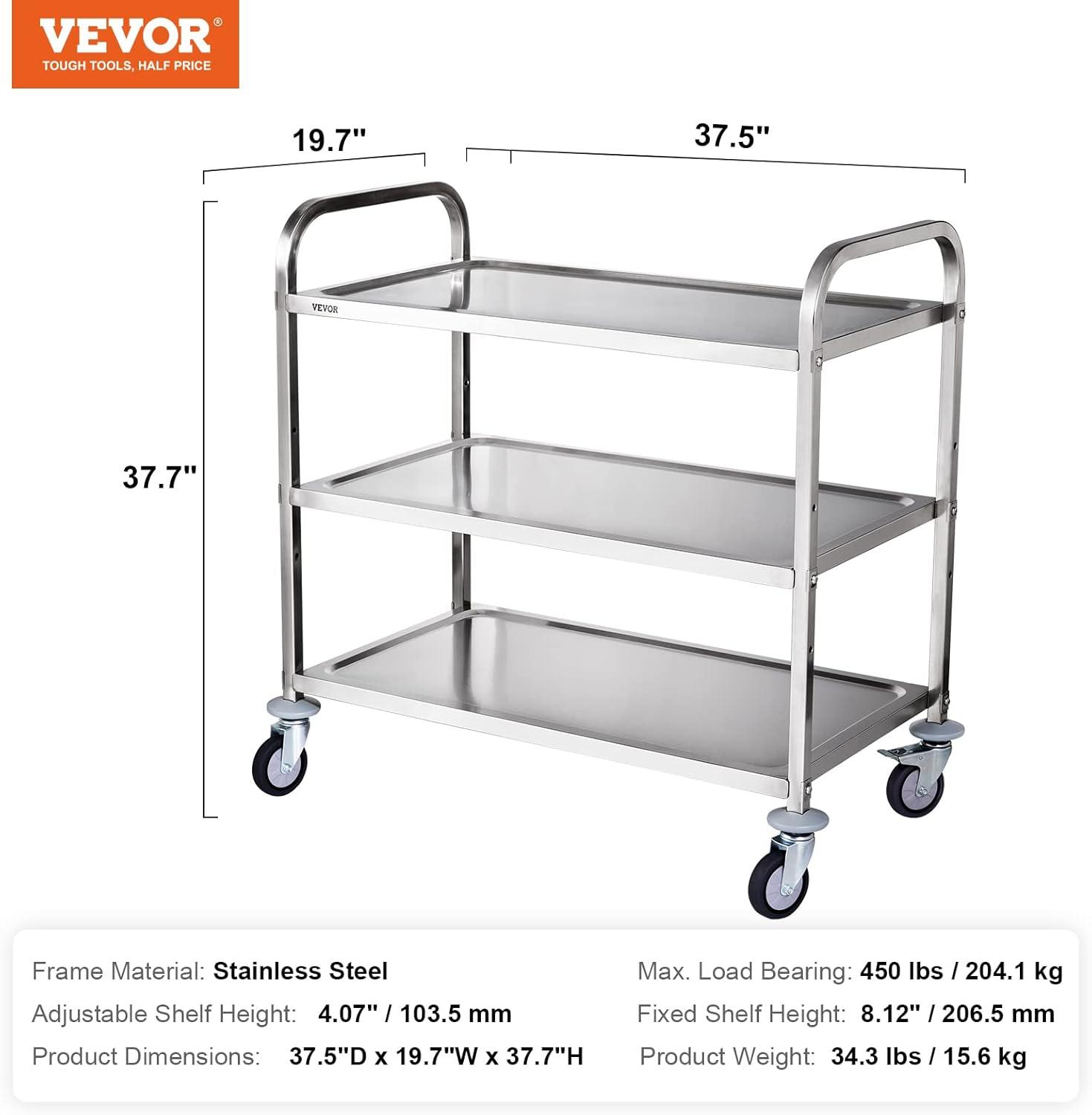 VEVOR Rolling Kitchen Cart with Steel Top | Wayfair