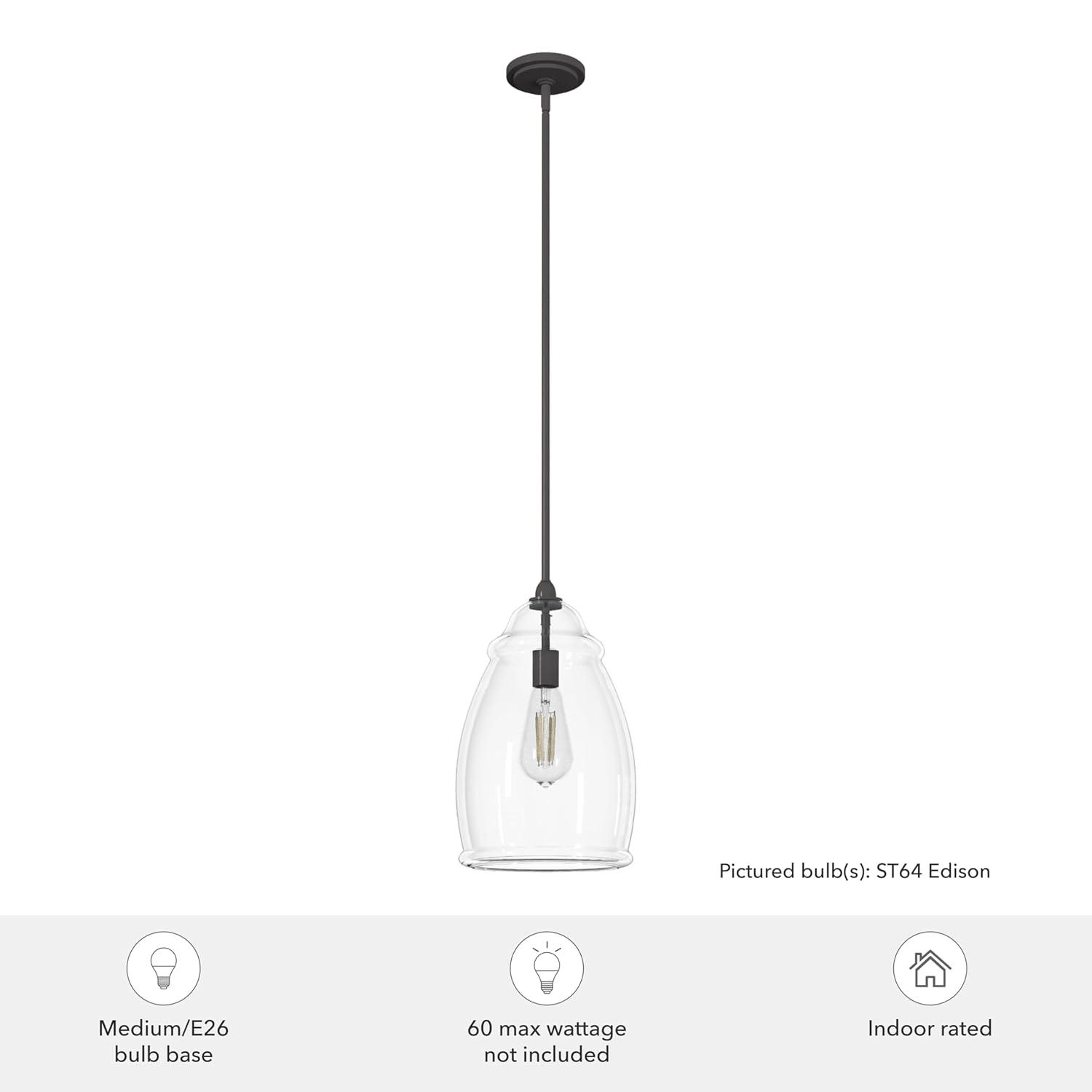 Hunter Fan Dunshire 1 Light Noble Bronze Pendant with Glass