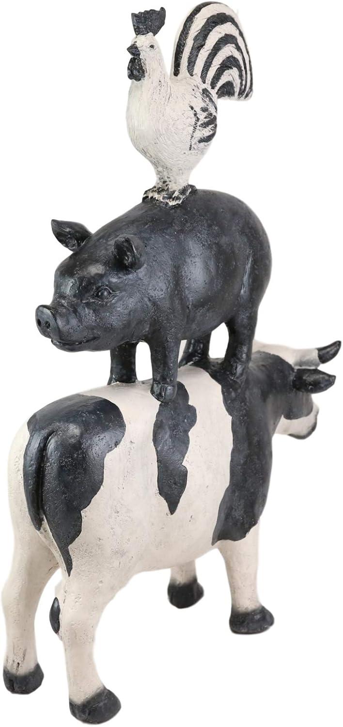 Pacific Giftware American Art Animal Farm Barnyard Stacked Animal Resin Figurine Statue (Cow/Pig/Chicken)