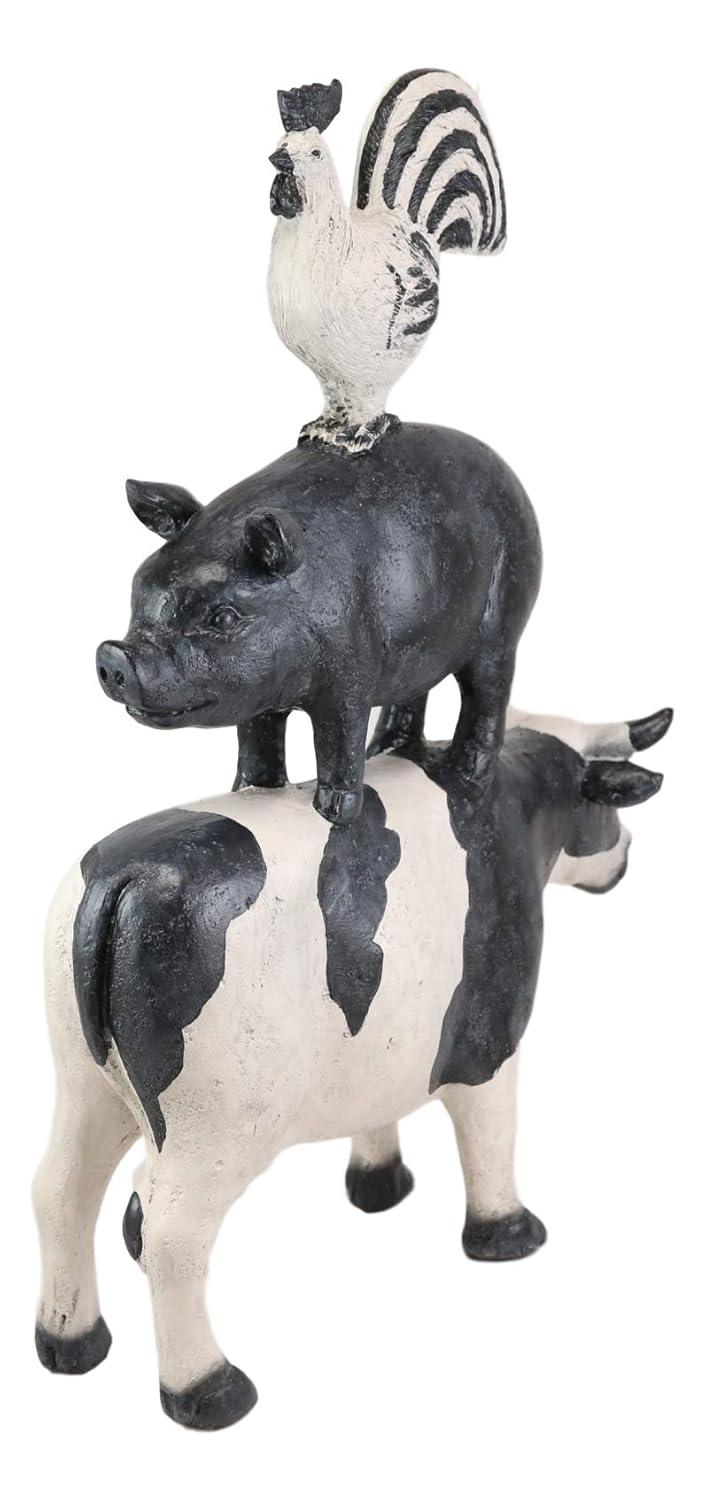 Pacific Giftware American Art Animal Farm Barnyard Stacked Animal Resin Figurine Statue (Cow/Pig/Chicken)