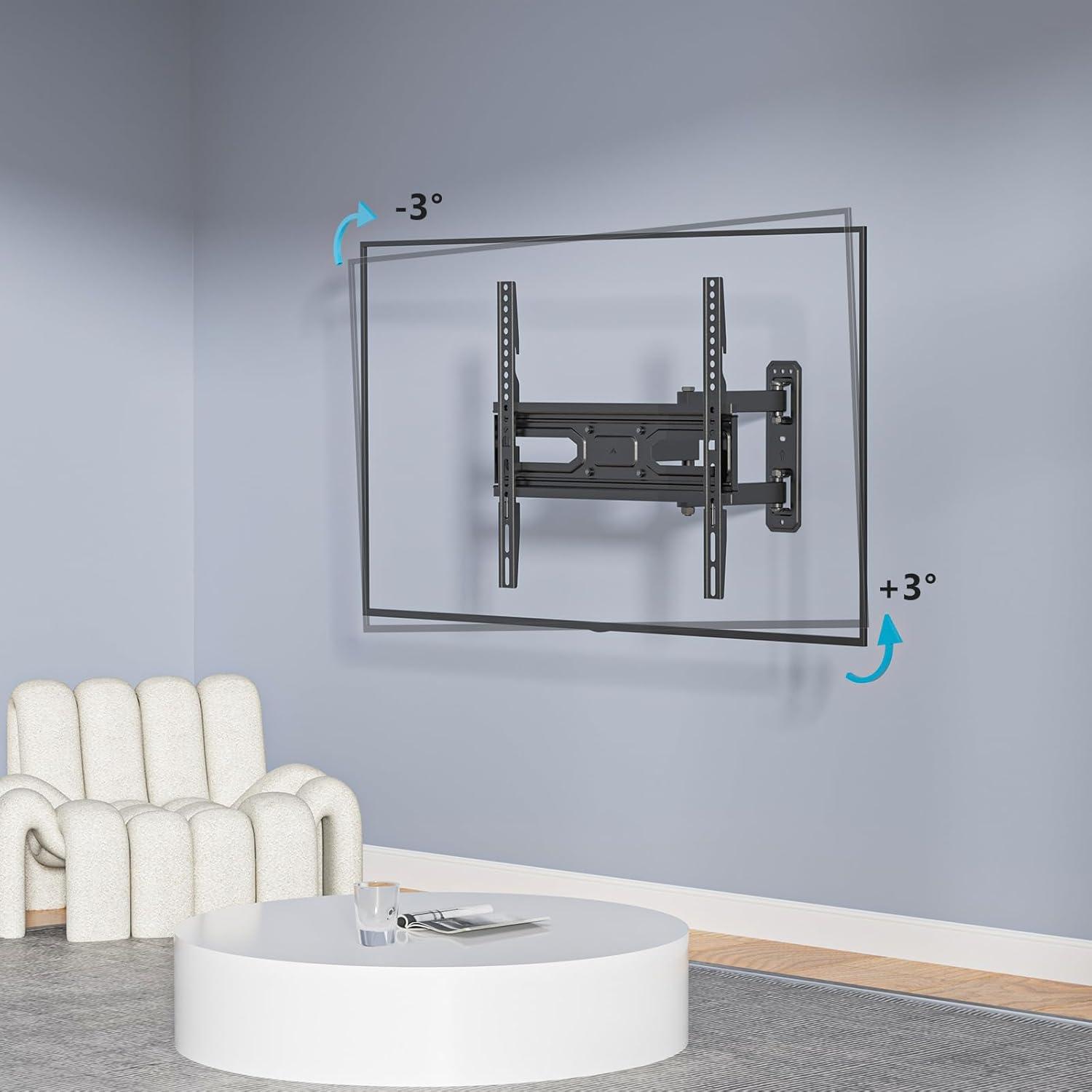 WALI TV Wall Mount for 32-55 inch Flat/Curved TVs, Full Motion Articulating Arm Corner TV Mount for LED,LCD,OLED Screens up to 77lbs, VESA 400x400mm (FTM-1), Black