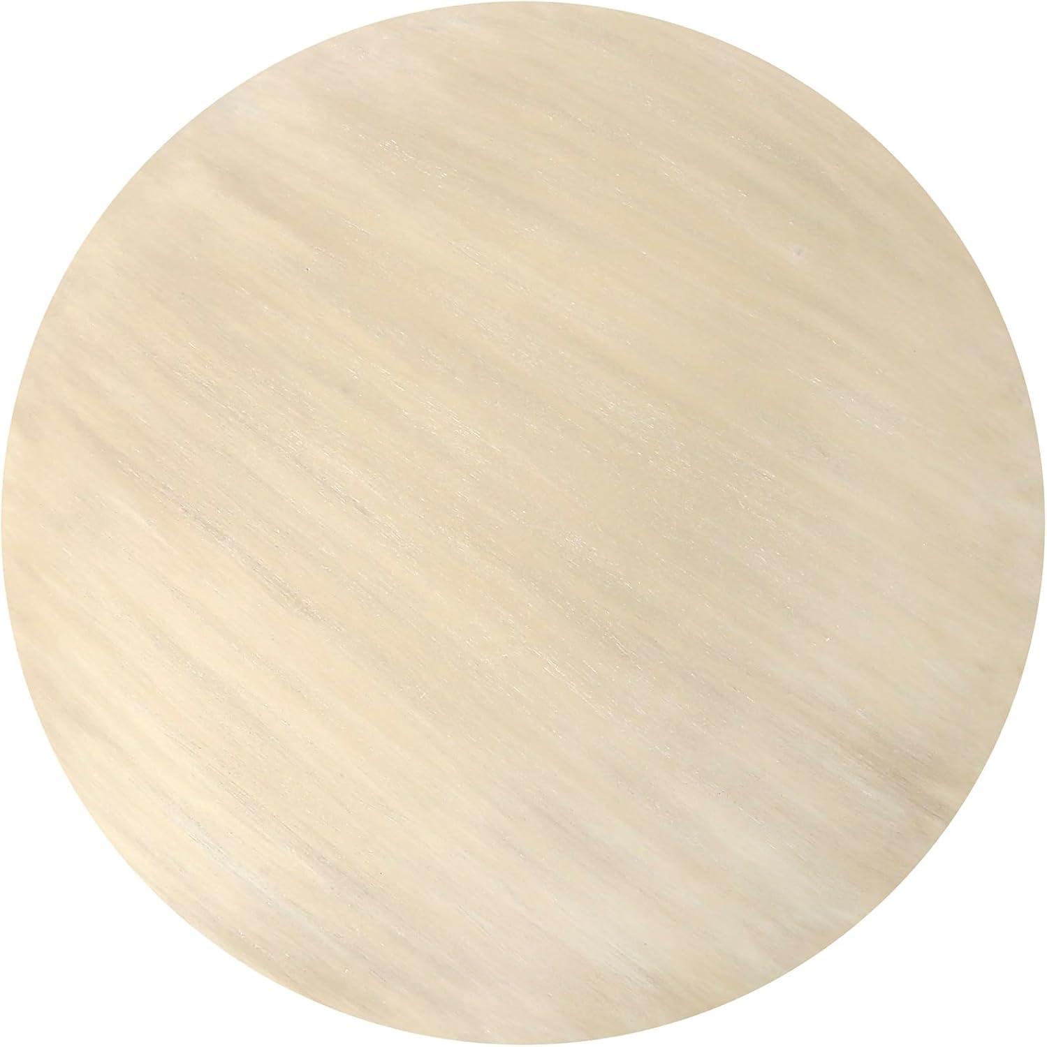 Ivory White Round Mango Wood Coffee Table with Reverse Arch Design