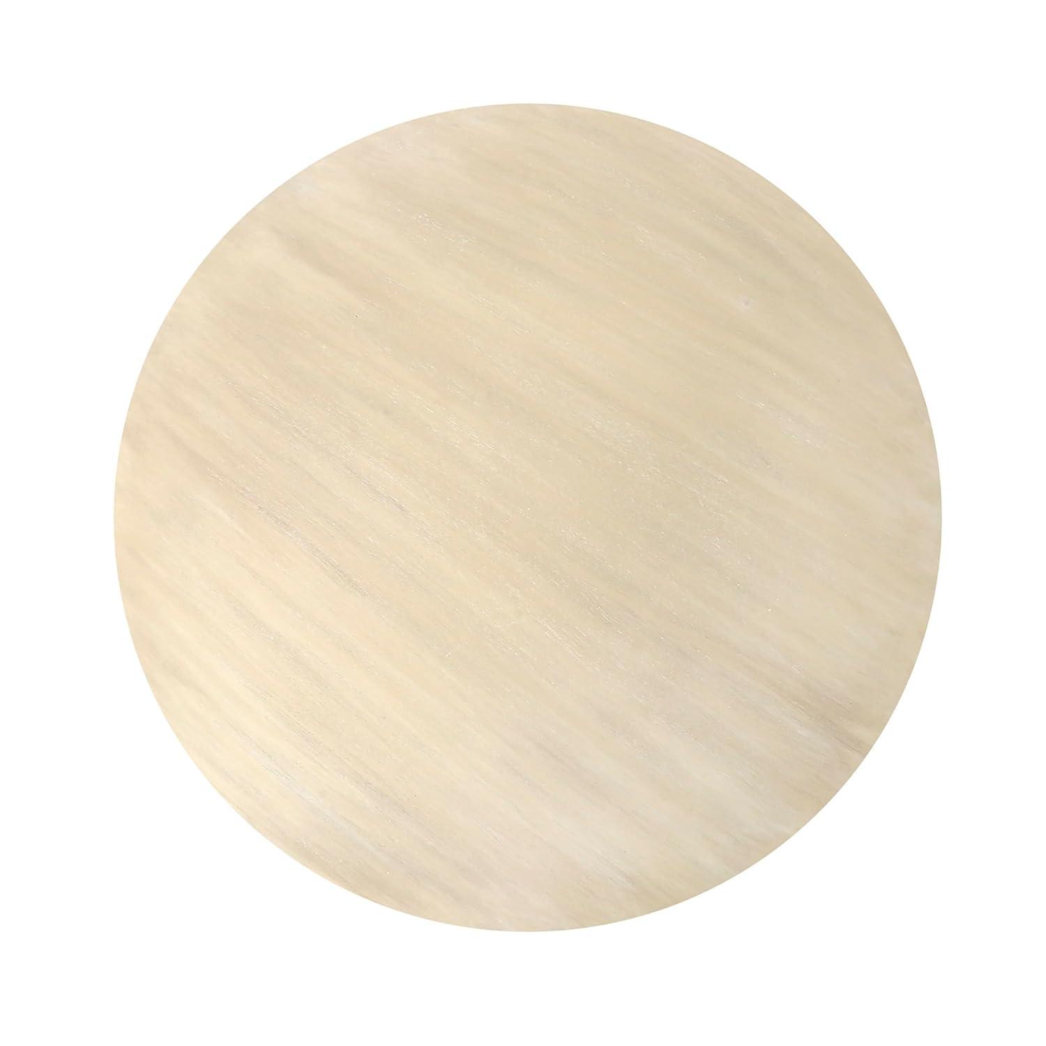 Ivory White Round Mango Wood Coffee Table with Reverse Arch Design
