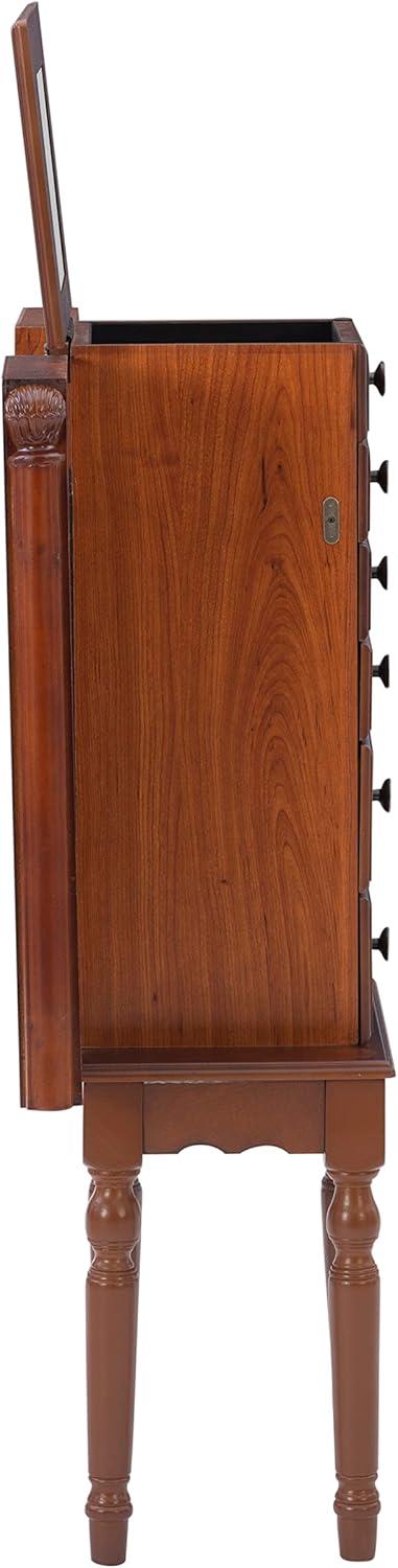 Lightly Distressed Deep Cherry Jewelry Armoire
