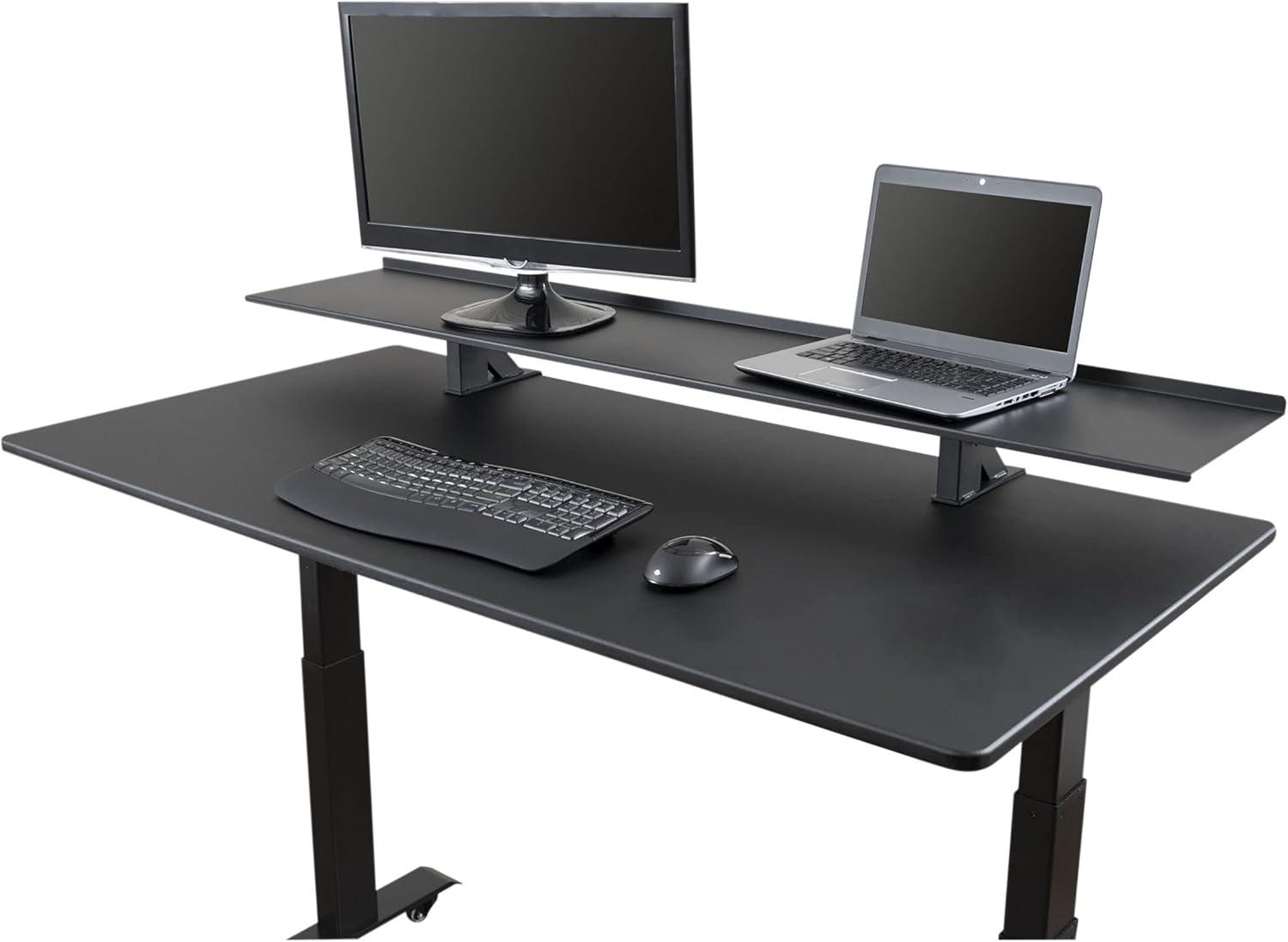 Stand Up Desk Store Clamp-On Adjustable Height Desk Shelf Monitor Stand (60" Wide)