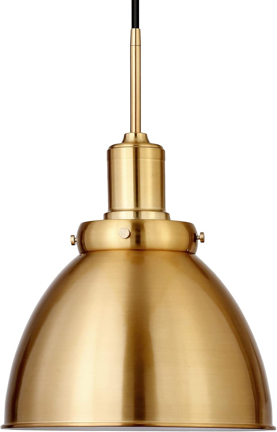 Elegant Madison 12" Brass Bowl Pendant with Polished Nickel Finish