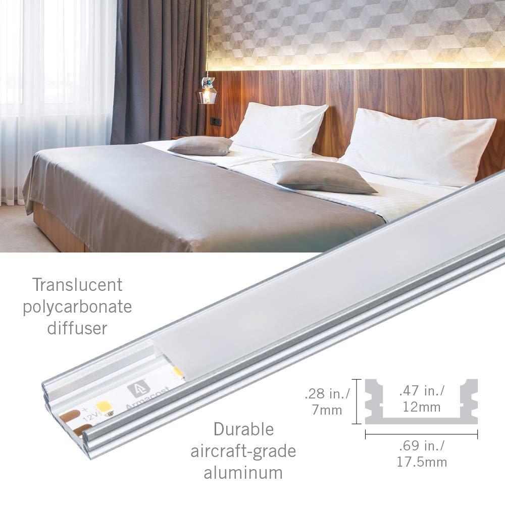 LED Tape Light Mounting Channel, Surface Mount, Silver