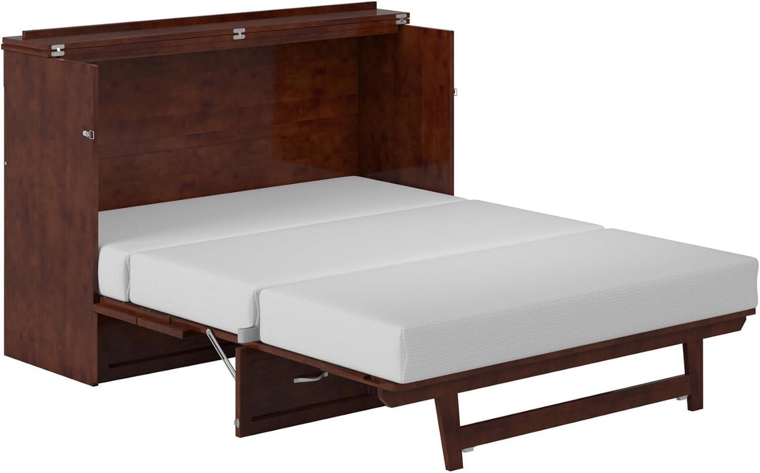 Queen Northfield Murphy Bed Chest Walnut - AFI: Hardwood Frame, Built-In USB Ports & Storage Drawer